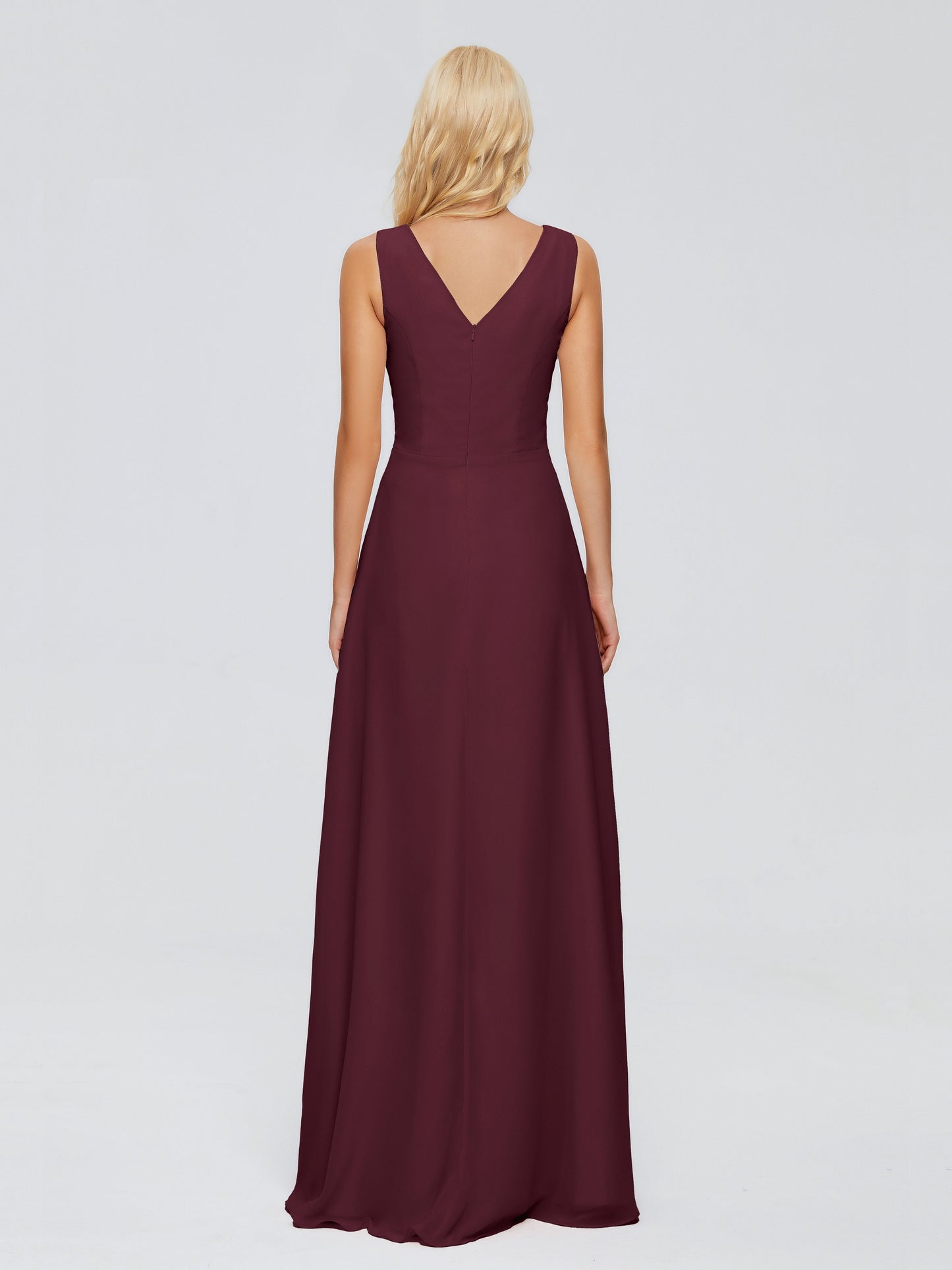 Maria V Neck Sleeveless Chiffon Bridesmaid Dresses