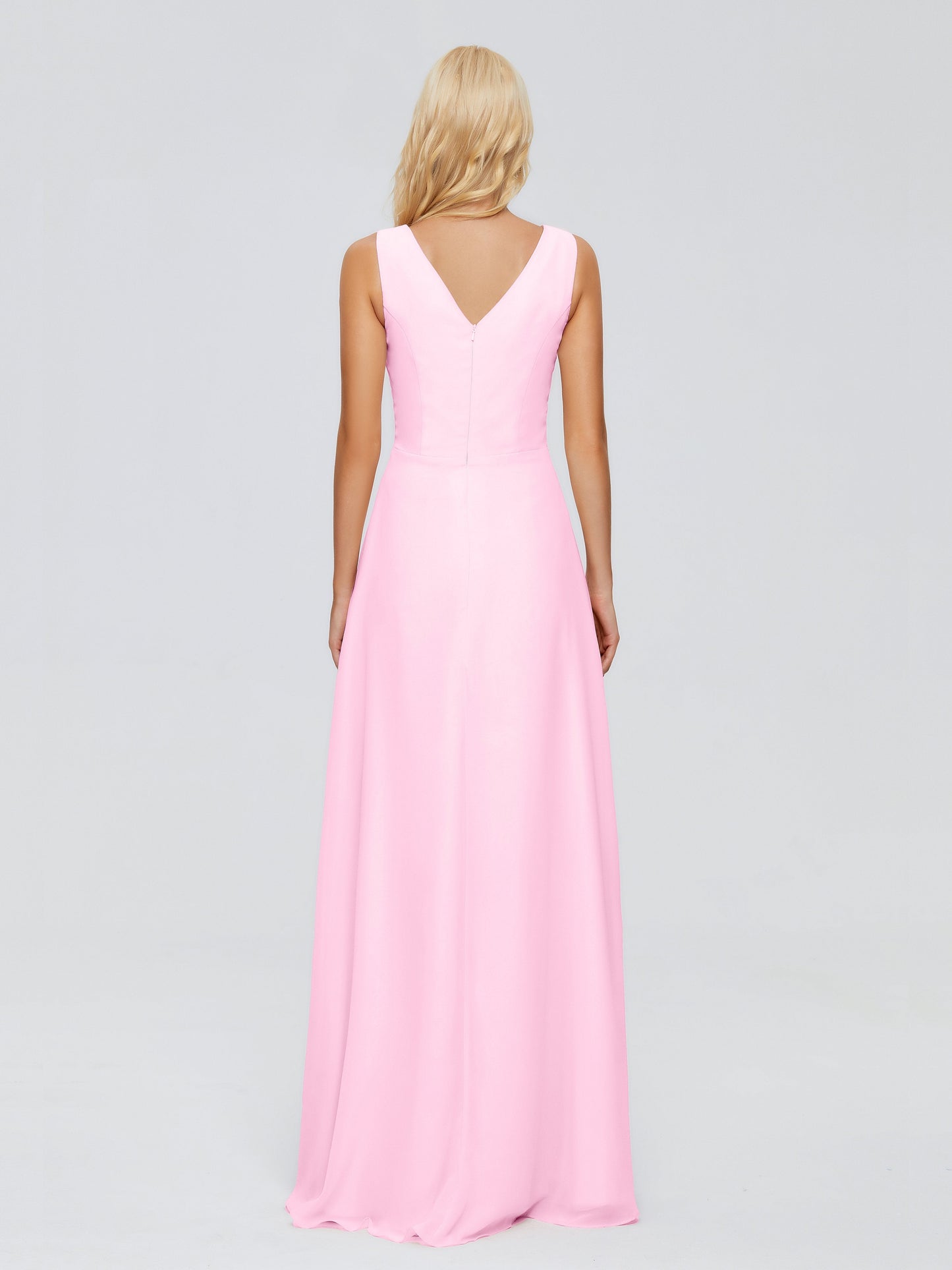 Maria V Neck Sleeveless Chiffon Bridesmaid Dresses