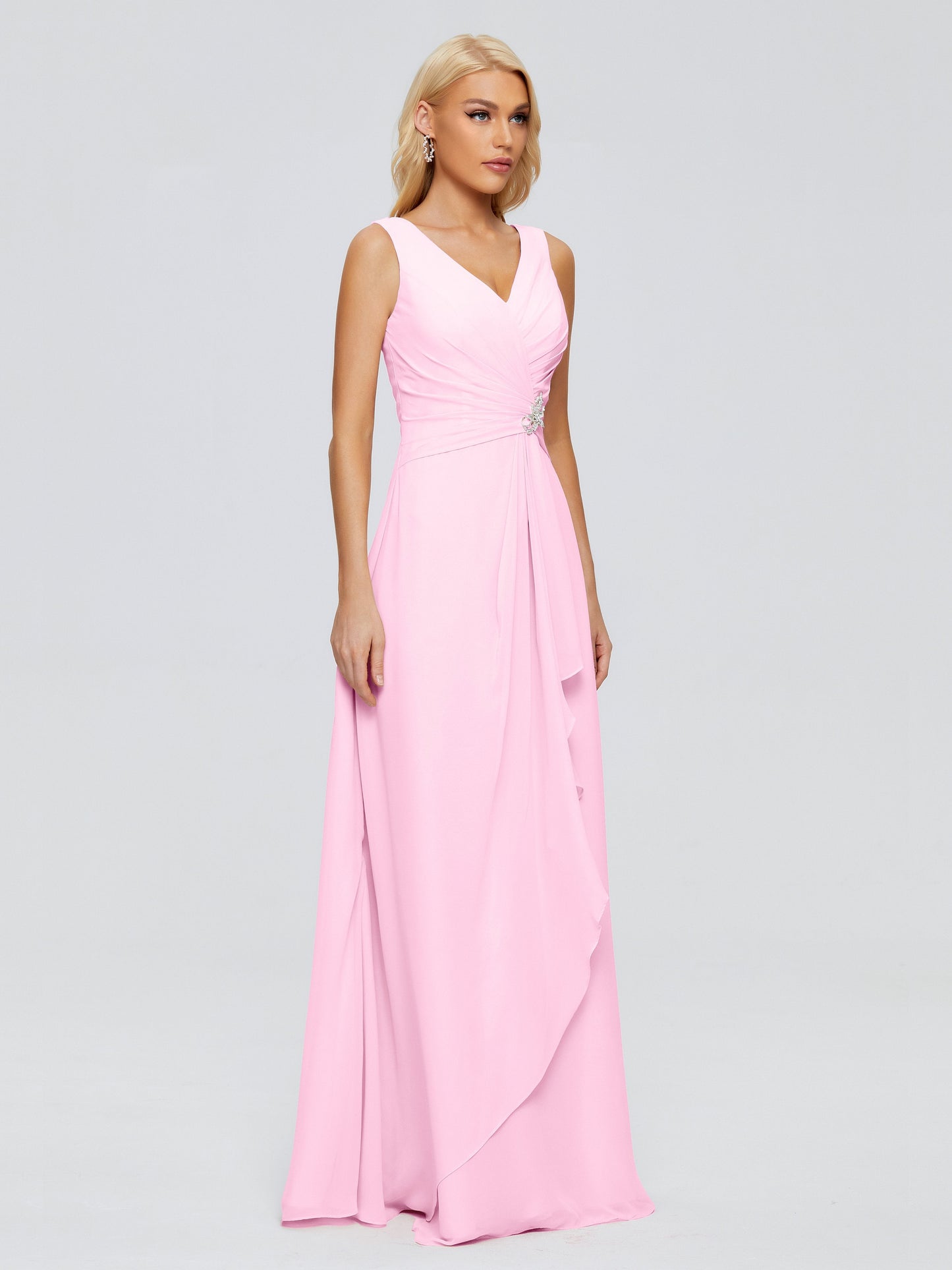 Maria V Neck Sleeveless Chiffon Bridesmaid Dresses