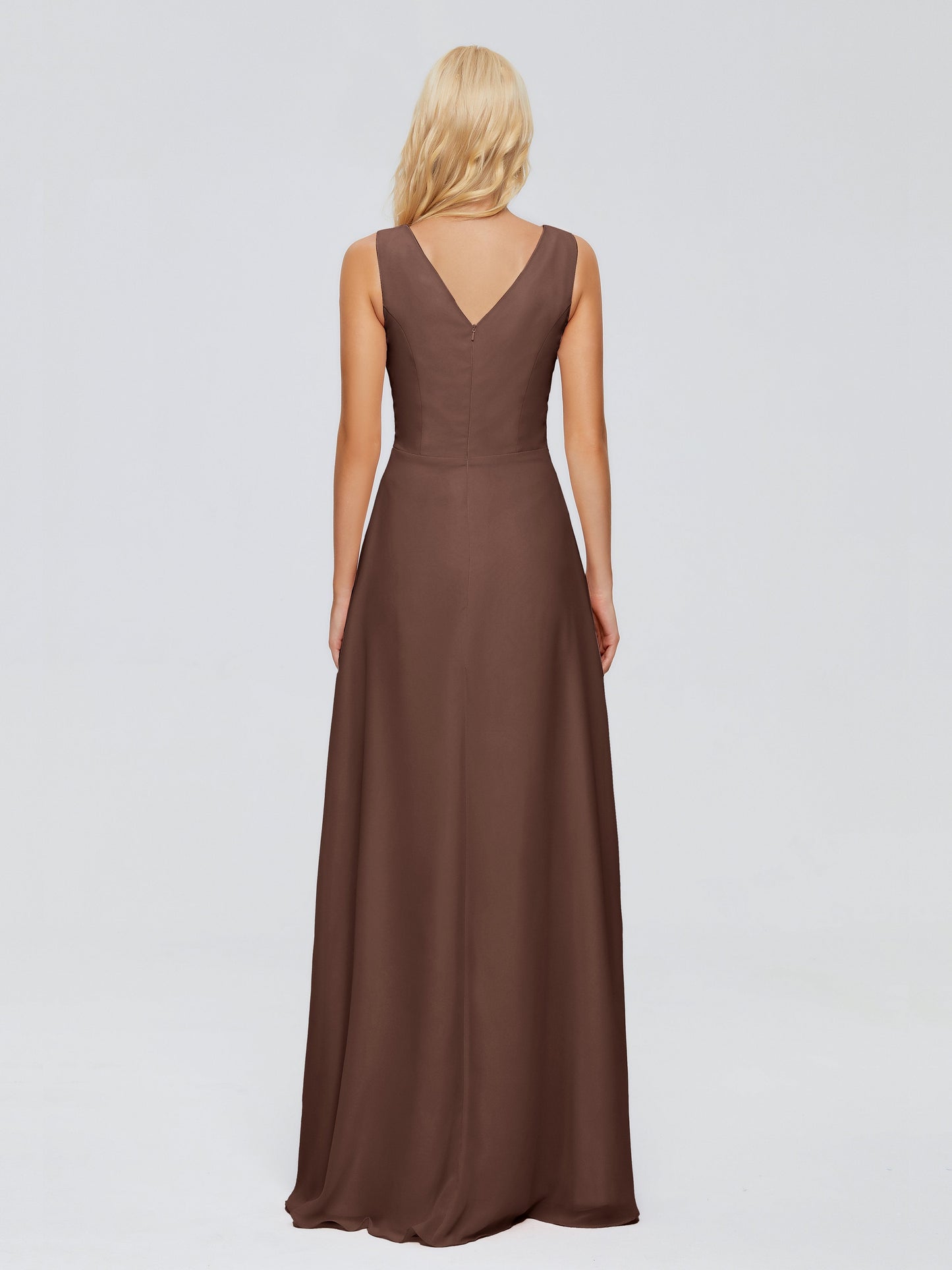 Maria V Neck Sleeveless Chiffon Bridesmaid Dresses