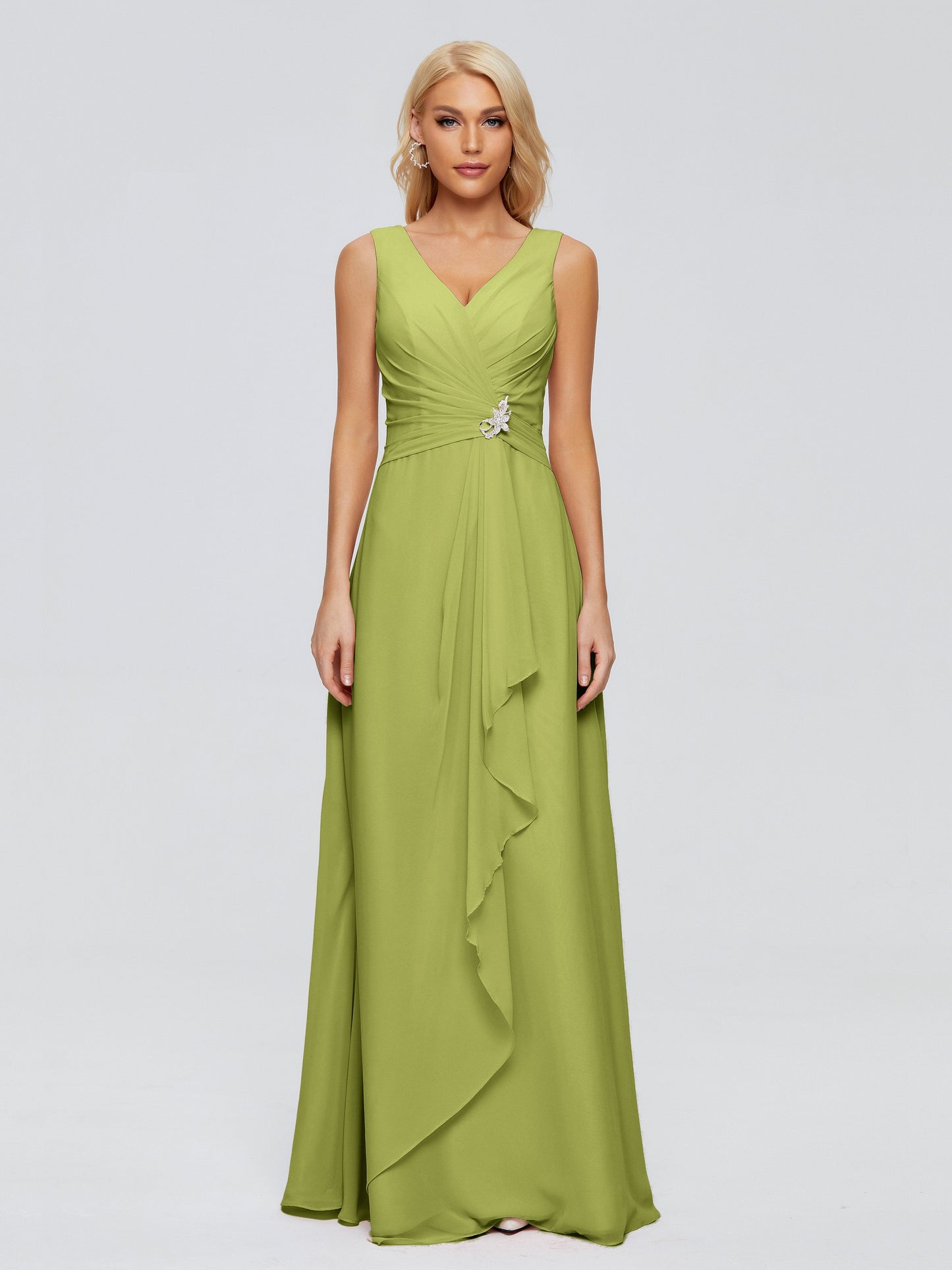 Maria V Neck Sleeveless Chiffon Bridesmaid Dresses