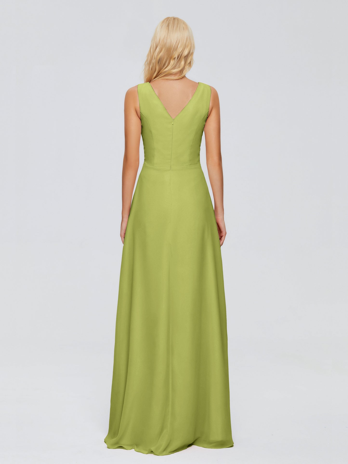 Maria V Neck Sleeveless Chiffon Bridesmaid Dresses