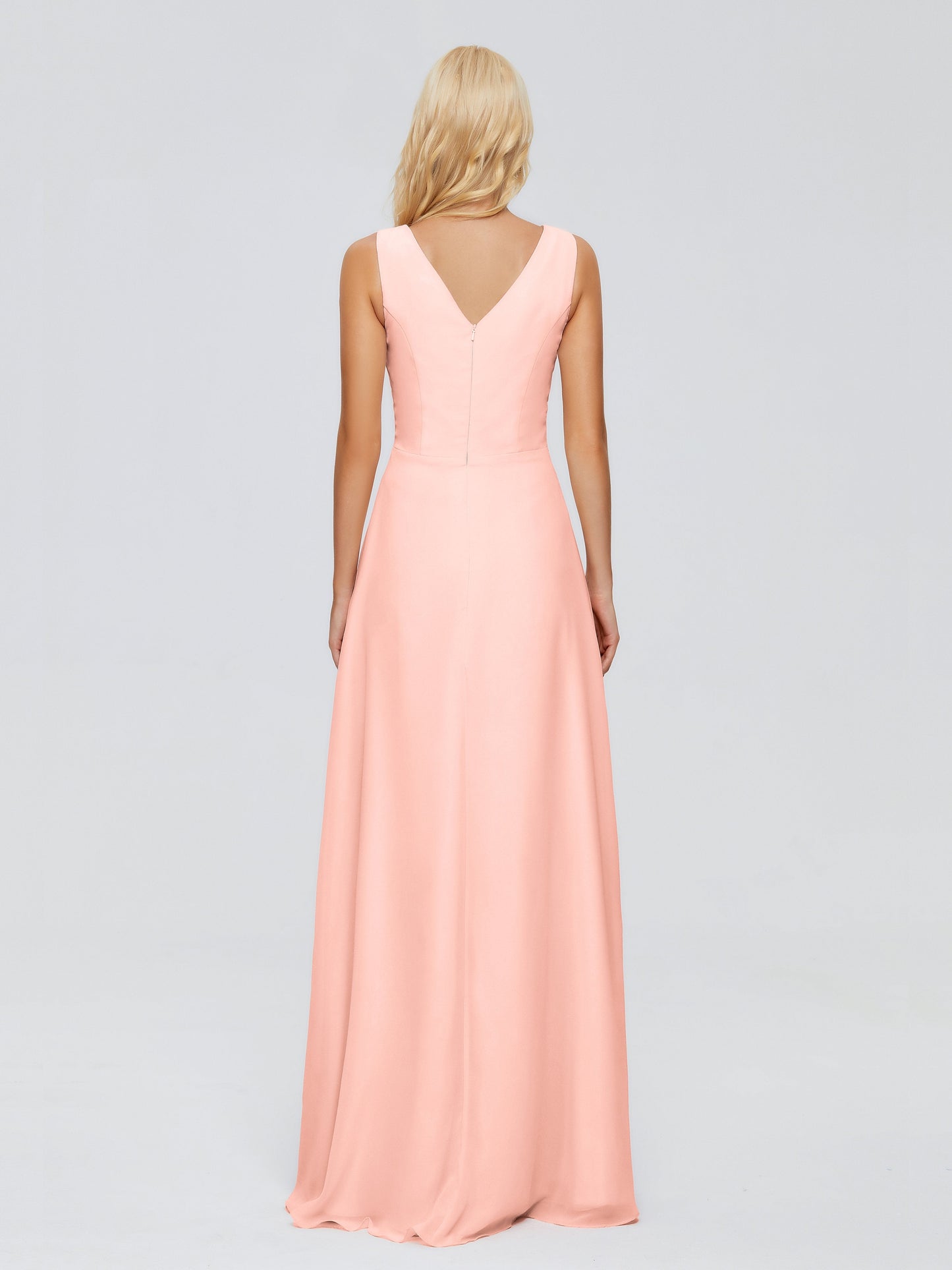 Maria V Neck Sleeveless Chiffon Bridesmaid Dresses
