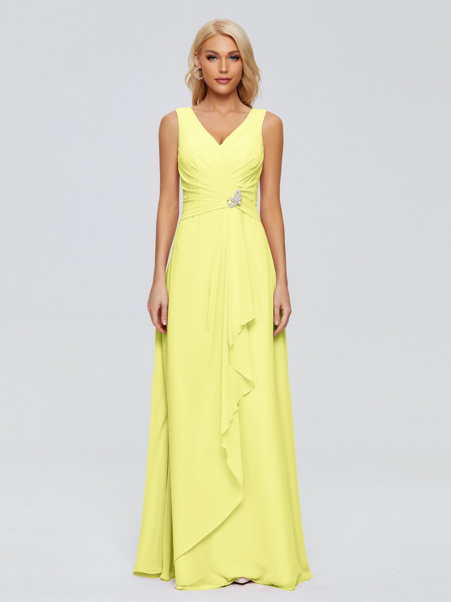 Maria V Neck Sleeveless Chiffon Bridesmaid Dresses