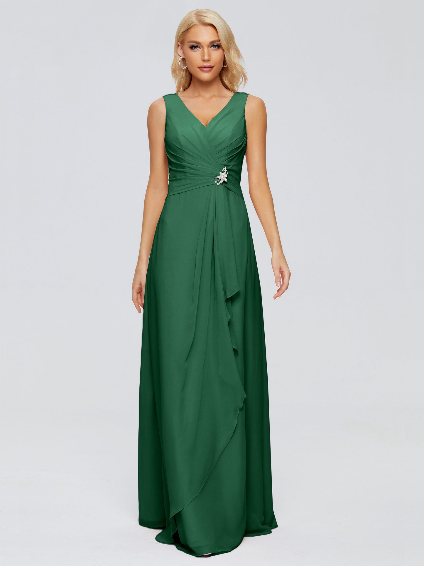 Maria V Neck Sleeveless Chiffon Bridesmaid Dresses