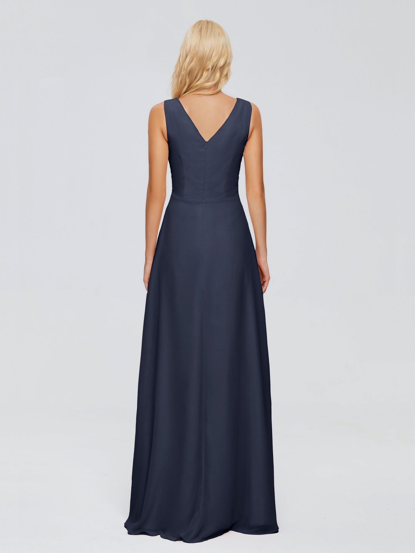 Maria V Neck Sleeveless Chiffon Bridesmaid Dresses