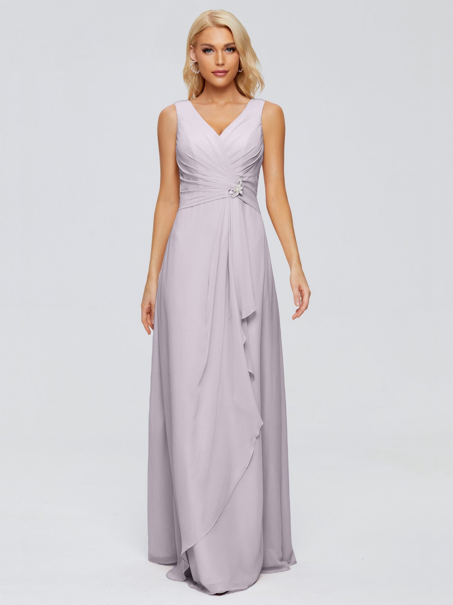 Maria V Neck Sleeveless Chiffon Bridesmaid Dresses