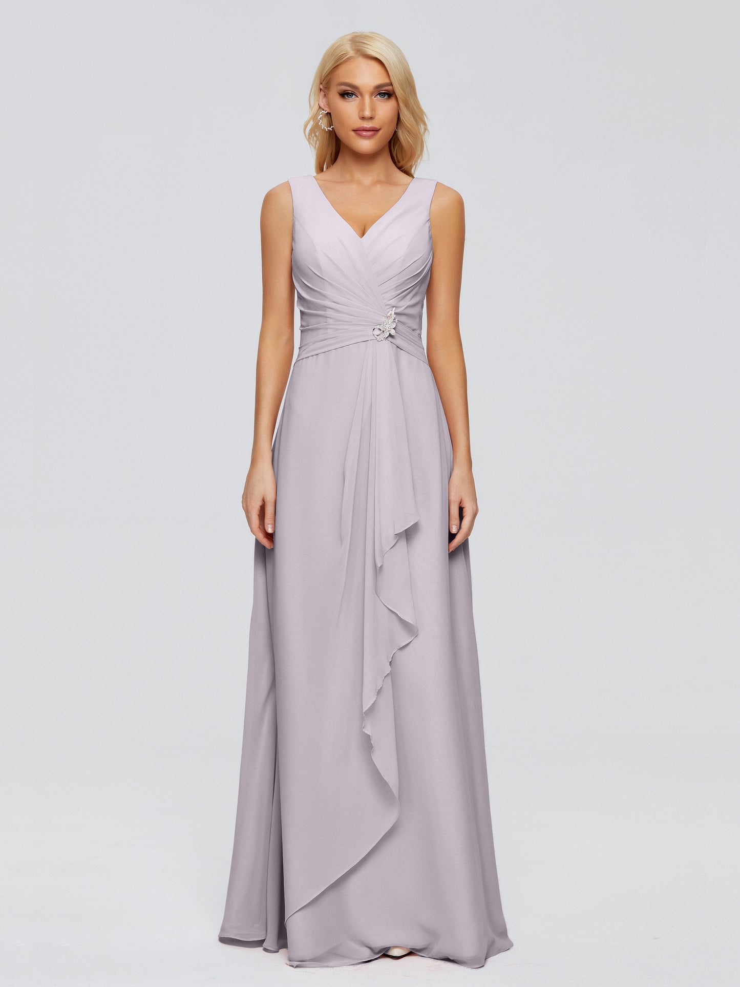Maria V Neck Sleeveless Chiffon Bridesmaid Dresses