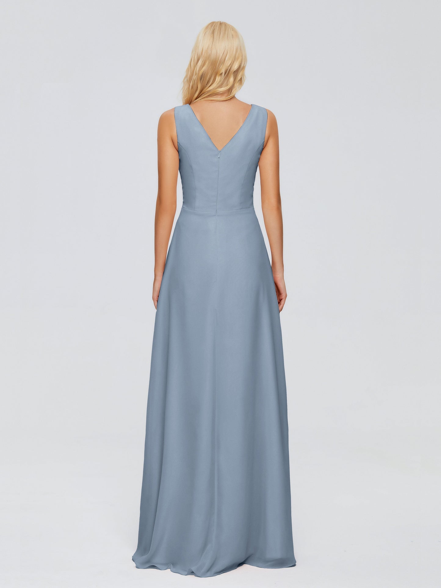 Maria V Neck Sleeveless Chiffon Bridesmaid Dresses