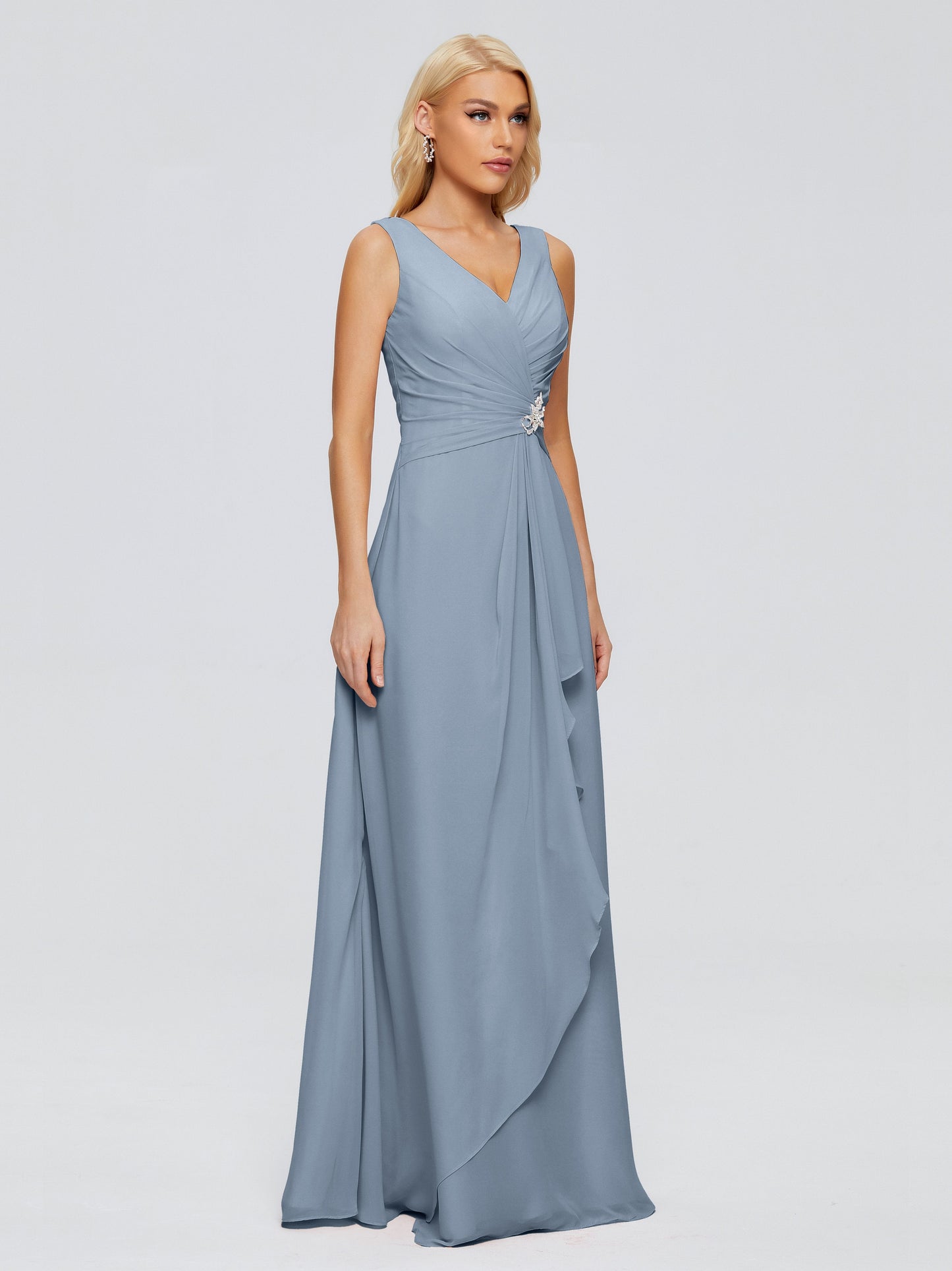 Maria V Neck Sleeveless Chiffon Bridesmaid Dresses