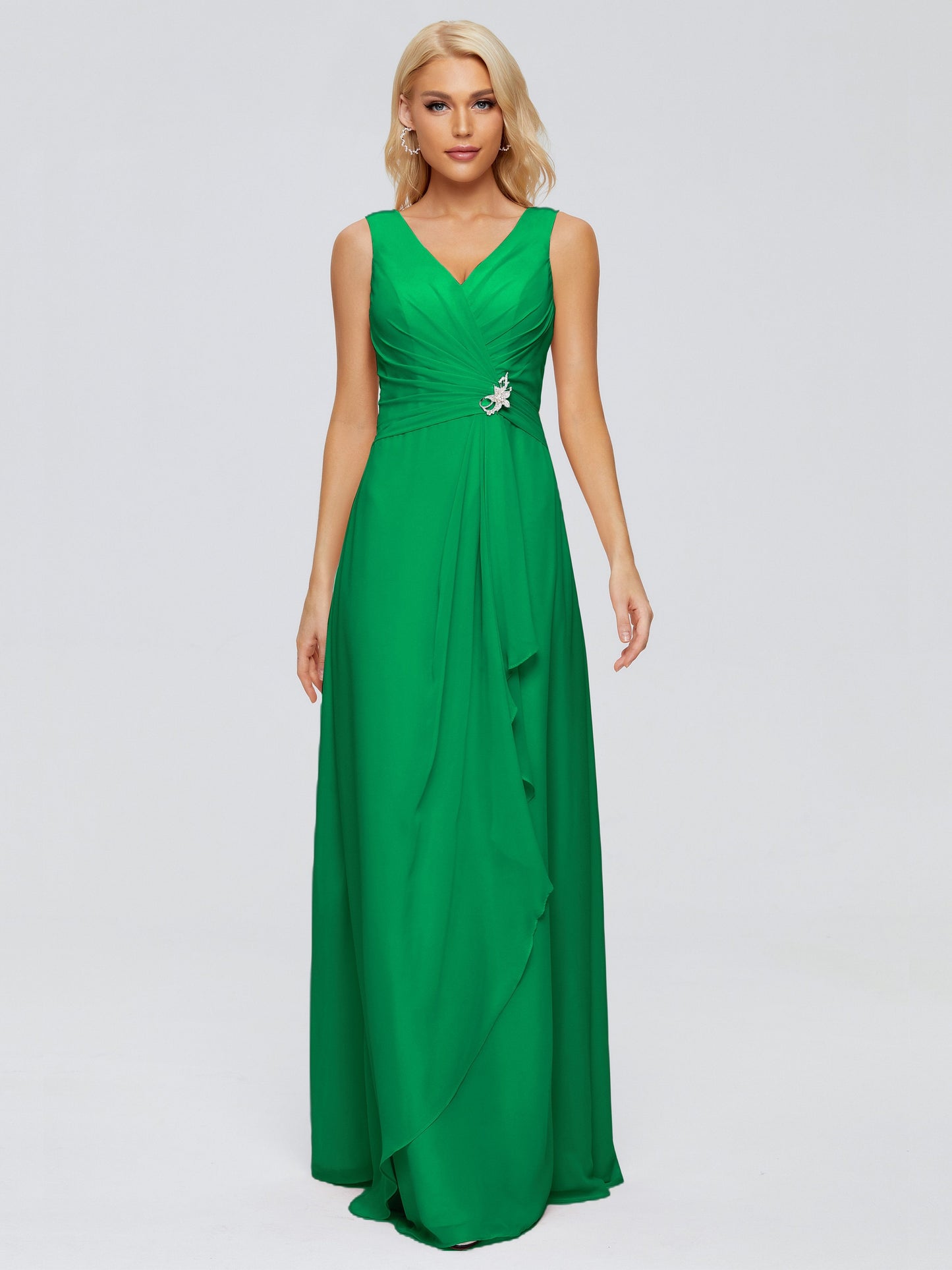 Maria V Neck Sleeveless Chiffon Bridesmaid Dresses
