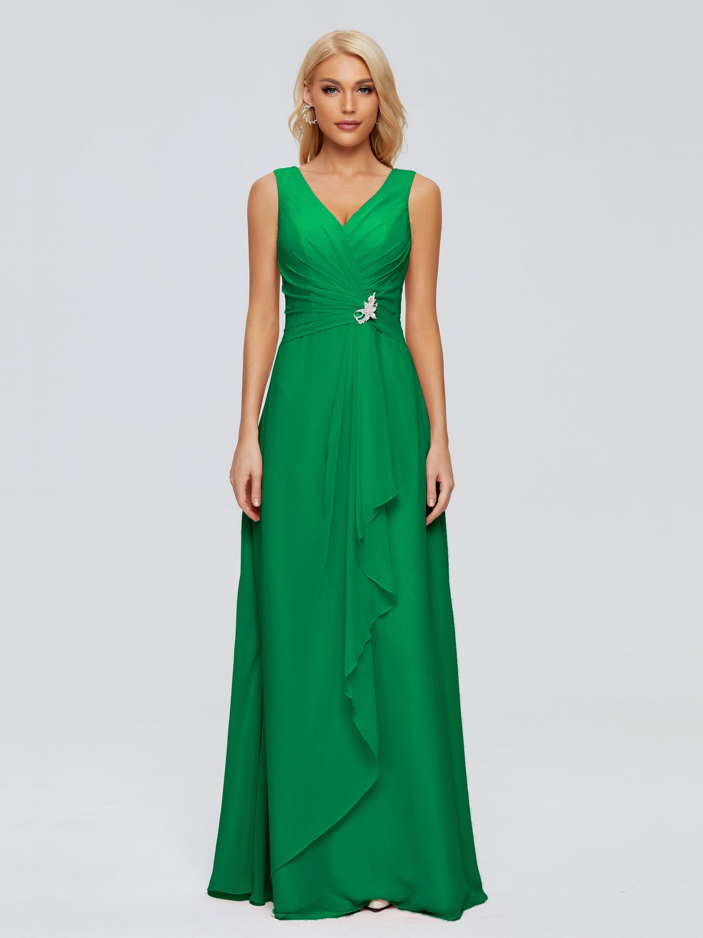 Maria V Neck Sleeveless Chiffon Bridesmaid Dresses