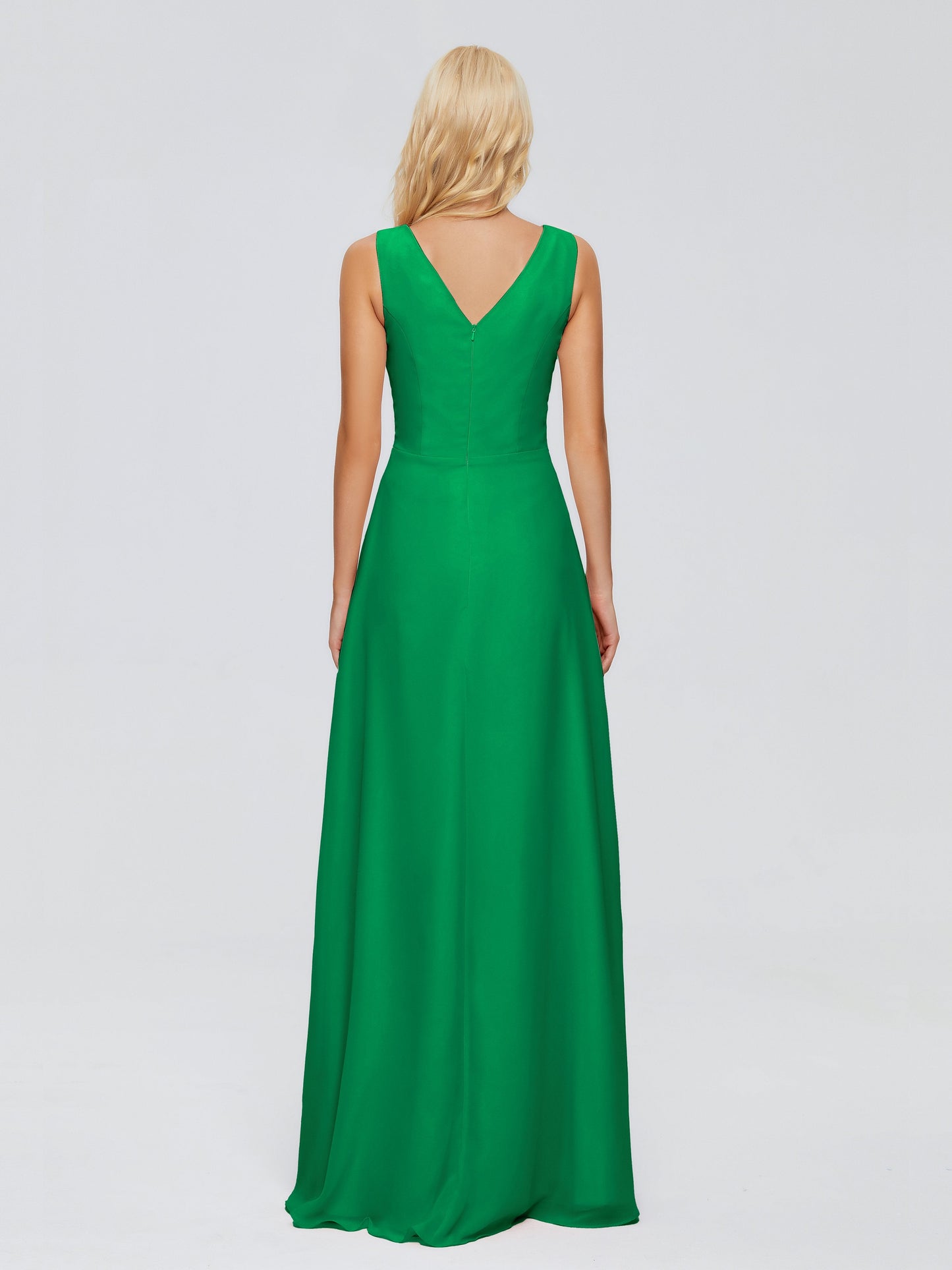 Maria V Neck Sleeveless Chiffon Bridesmaid Dresses