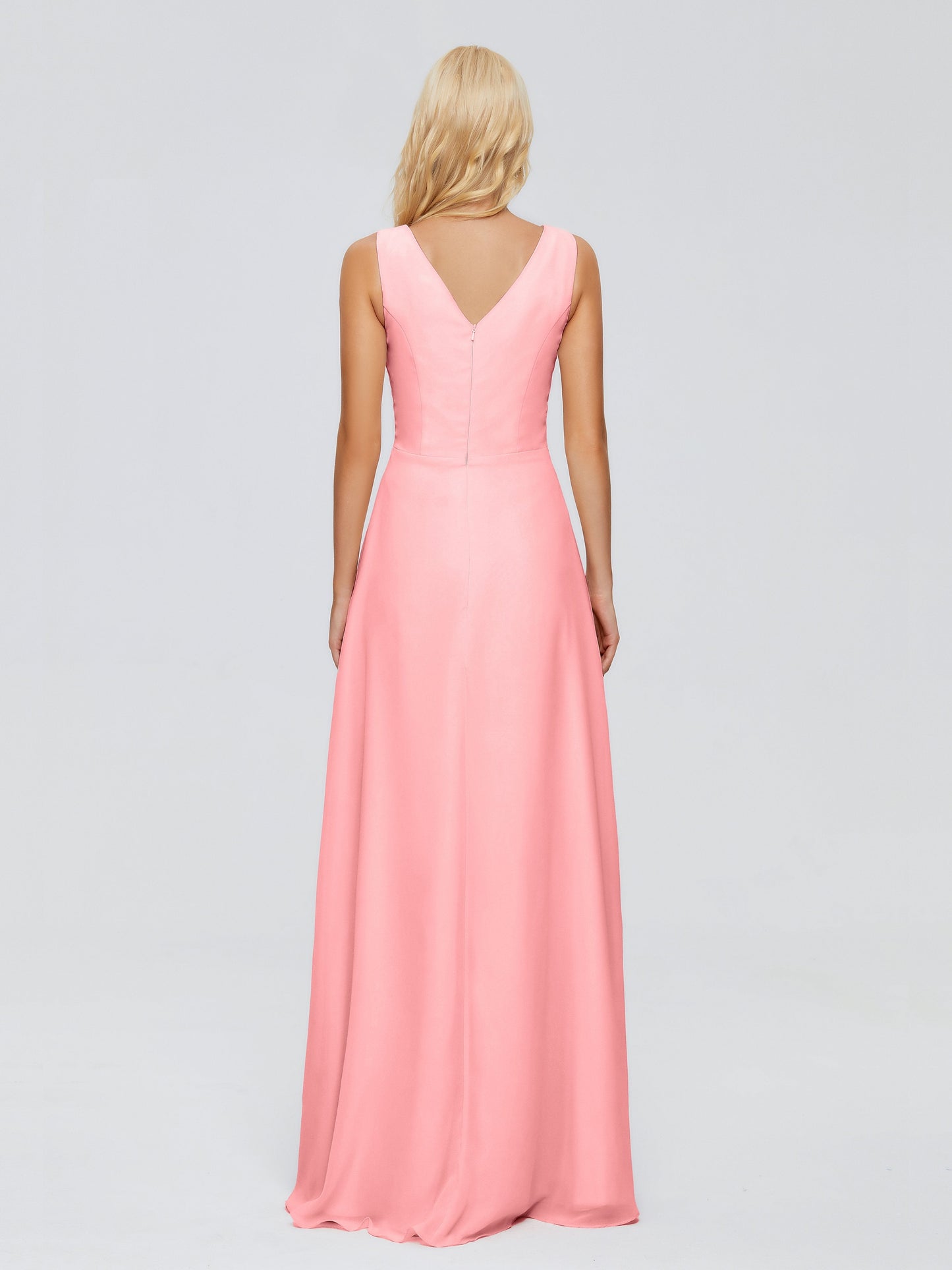 Maria V Neck Sleeveless Chiffon Bridesmaid Dresses