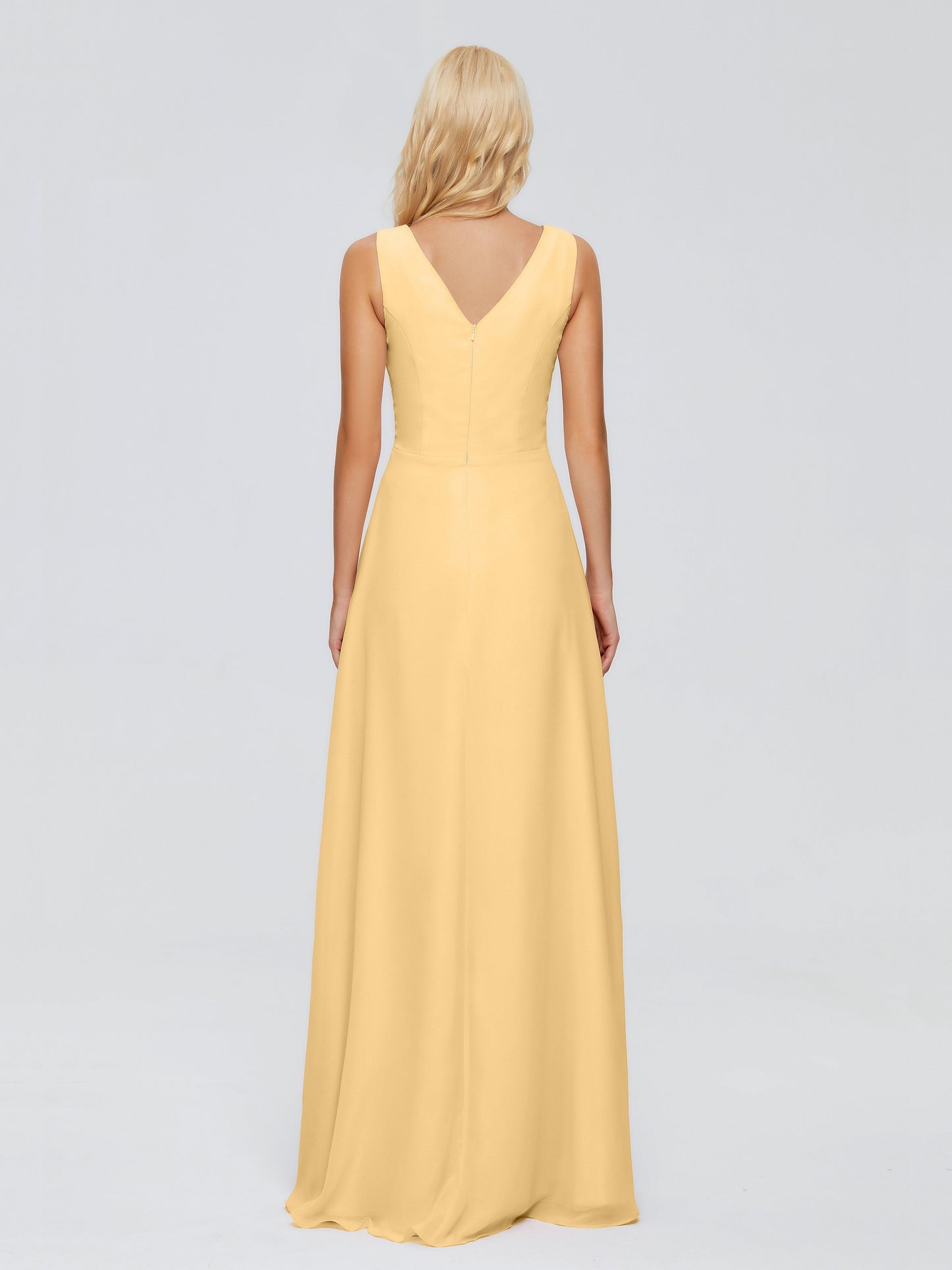 Maria V Neck Sleeveless Chiffon Bridesmaid Dresses