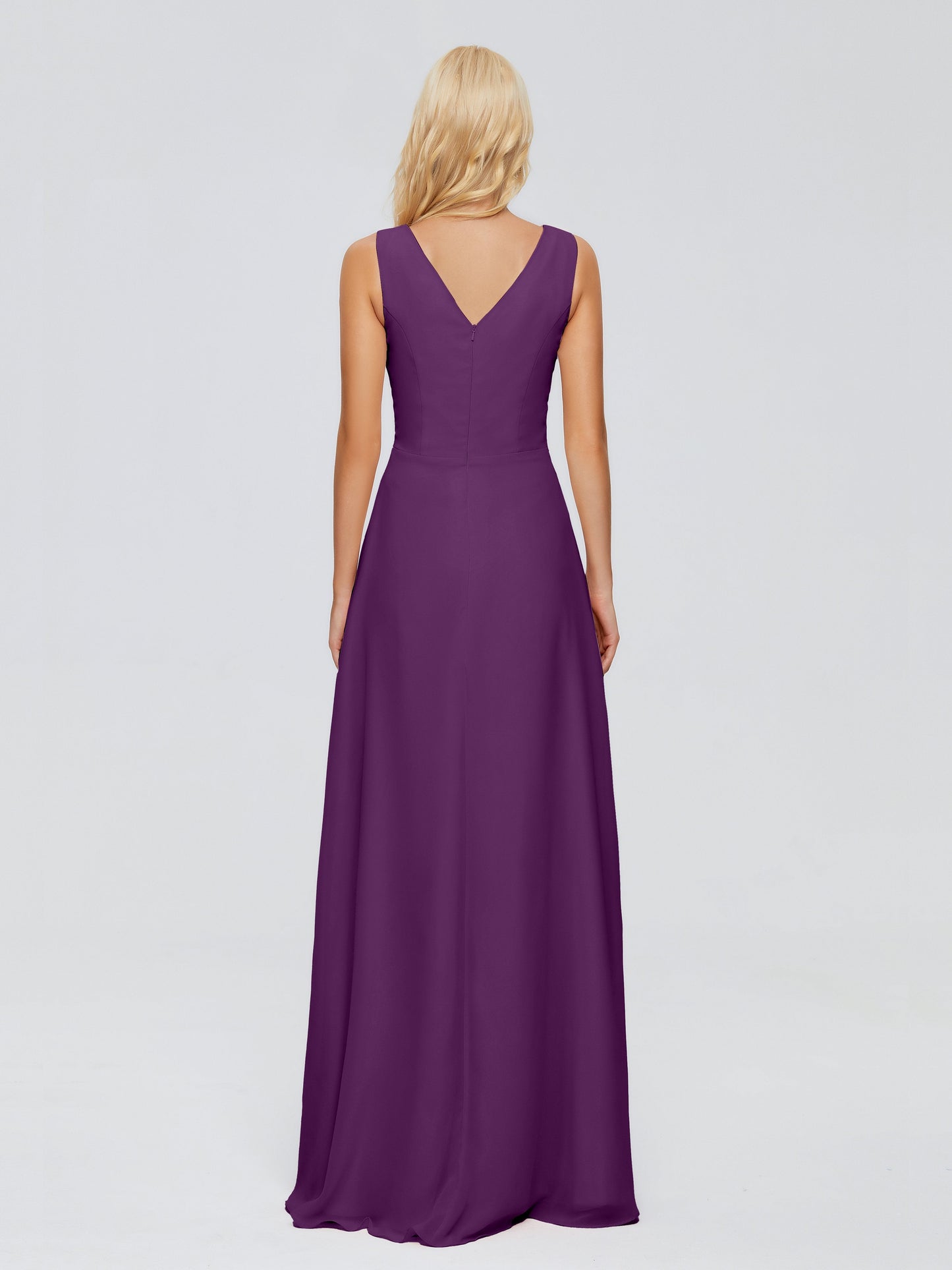 Maria V Neck Sleeveless Chiffon Bridesmaid Dresses