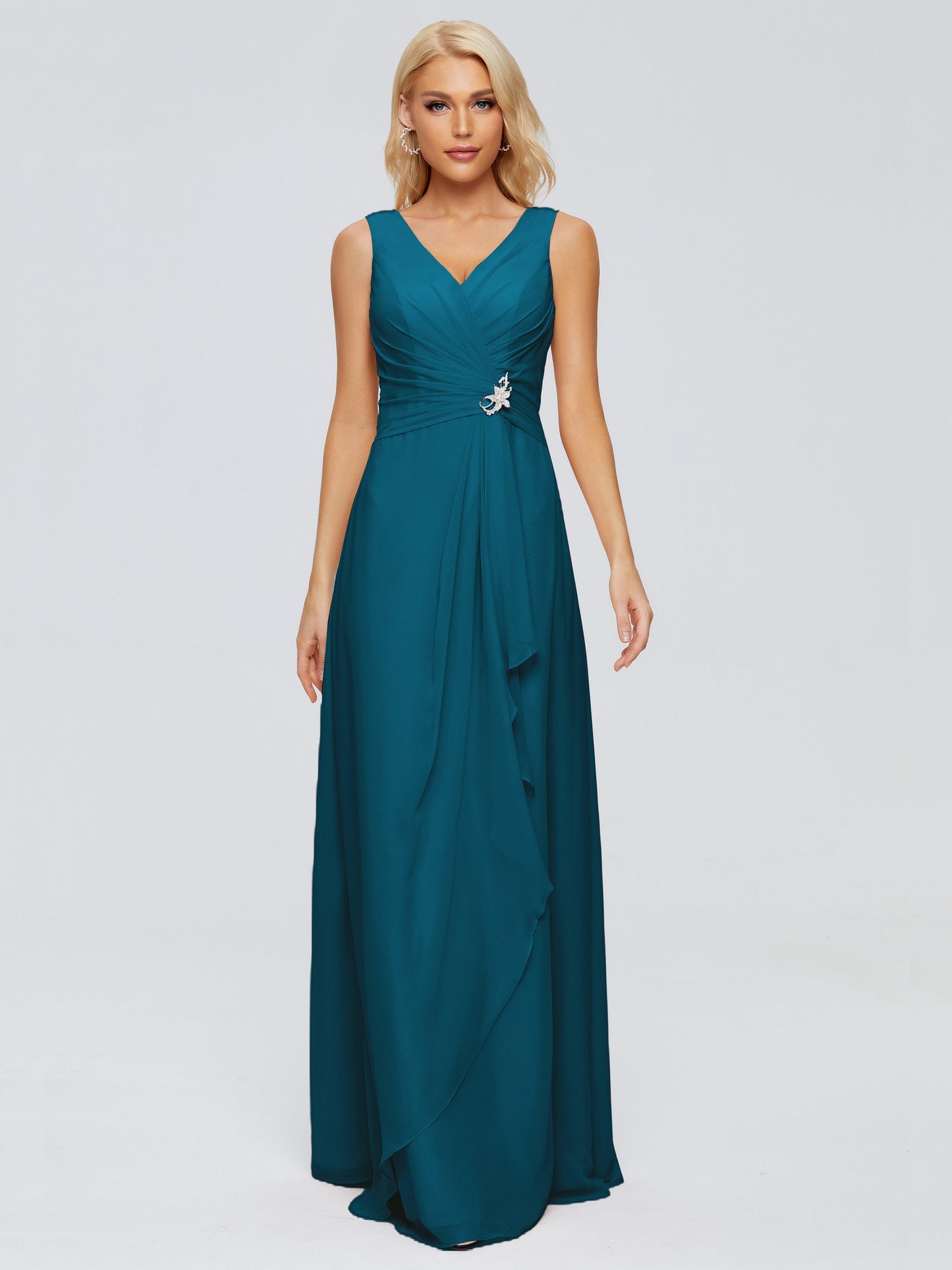 Maria V Neck Sleeveless Chiffon Bridesmaid Dresses
