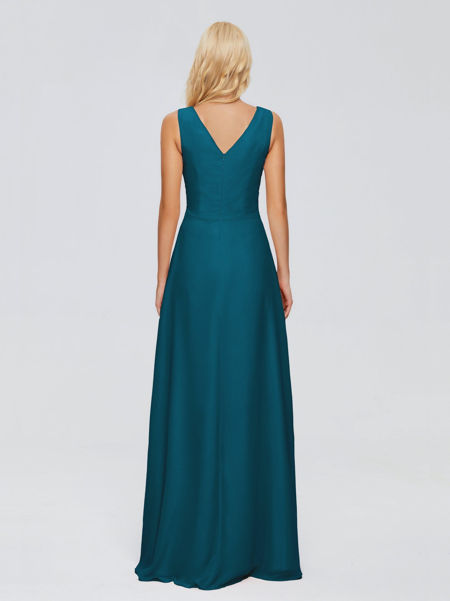 Maria V Neck Sleeveless Chiffon Bridesmaid Dresses