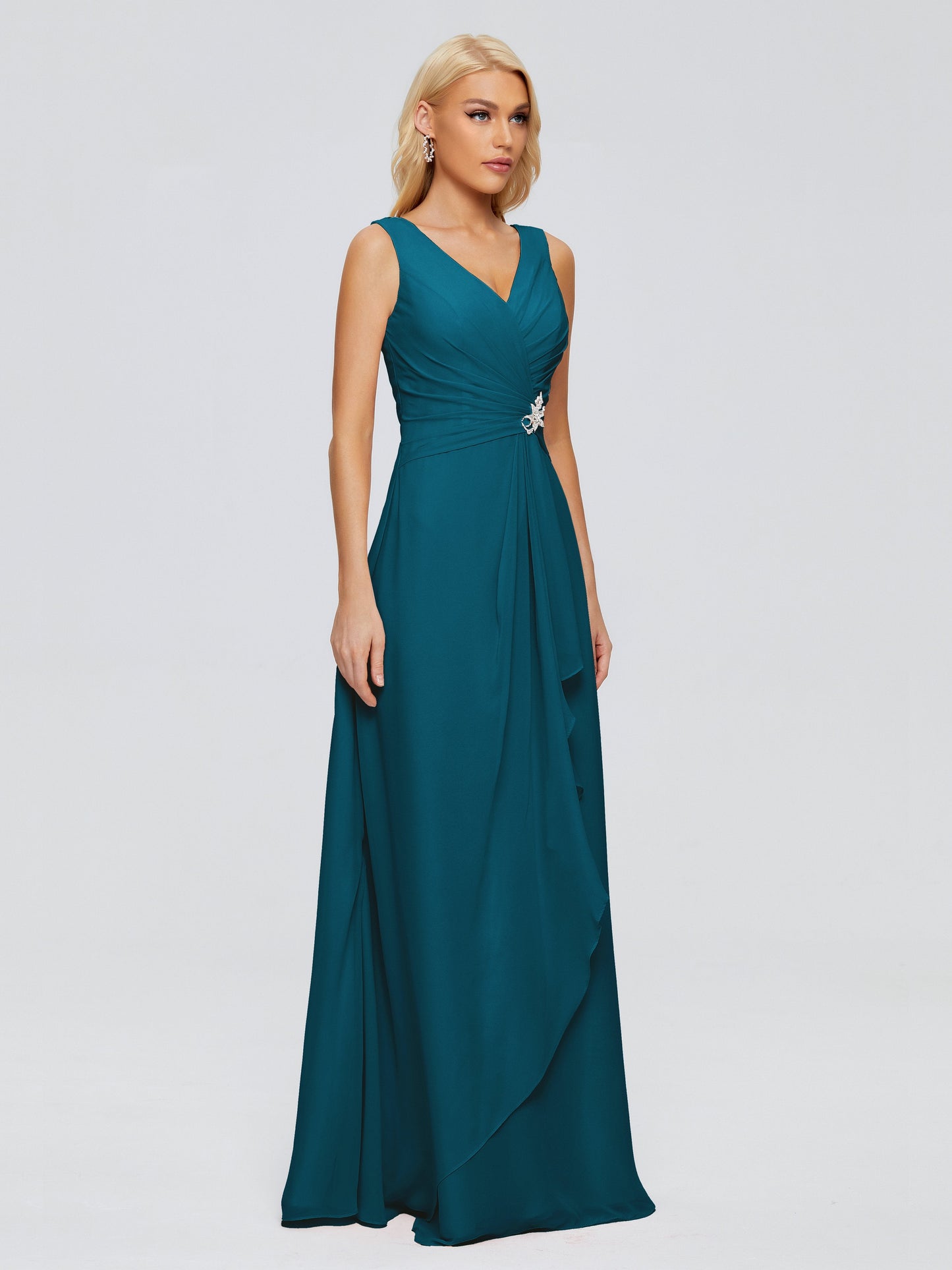 Maria V Neck Sleeveless Chiffon Bridesmaid Dresses