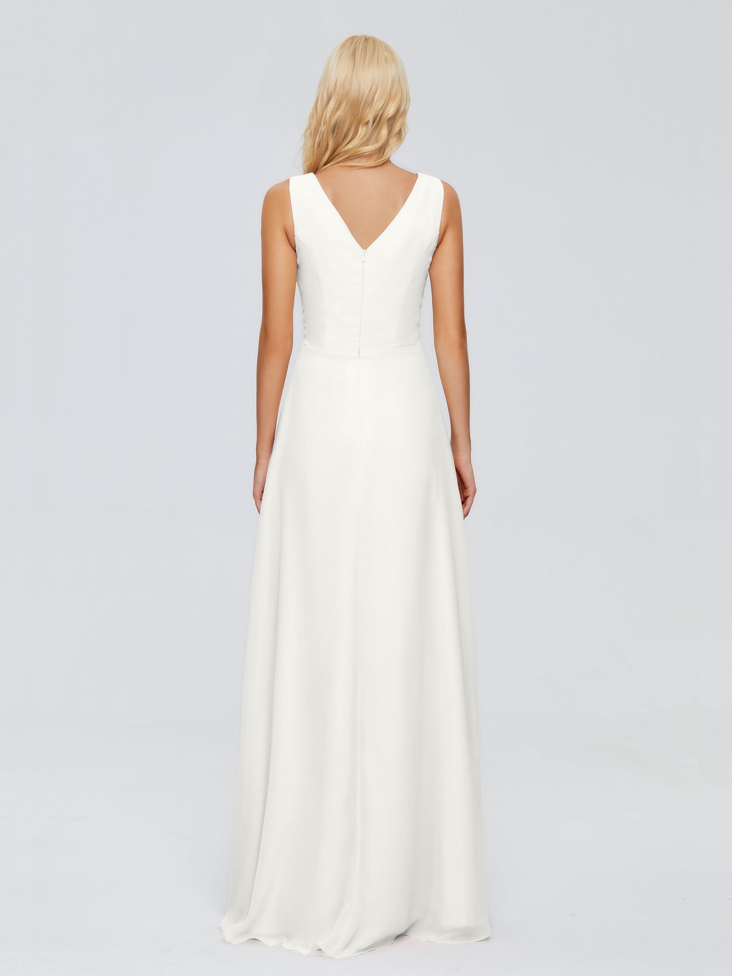 Maria V Neck Sleeveless Chiffon Bridesmaid Dresses