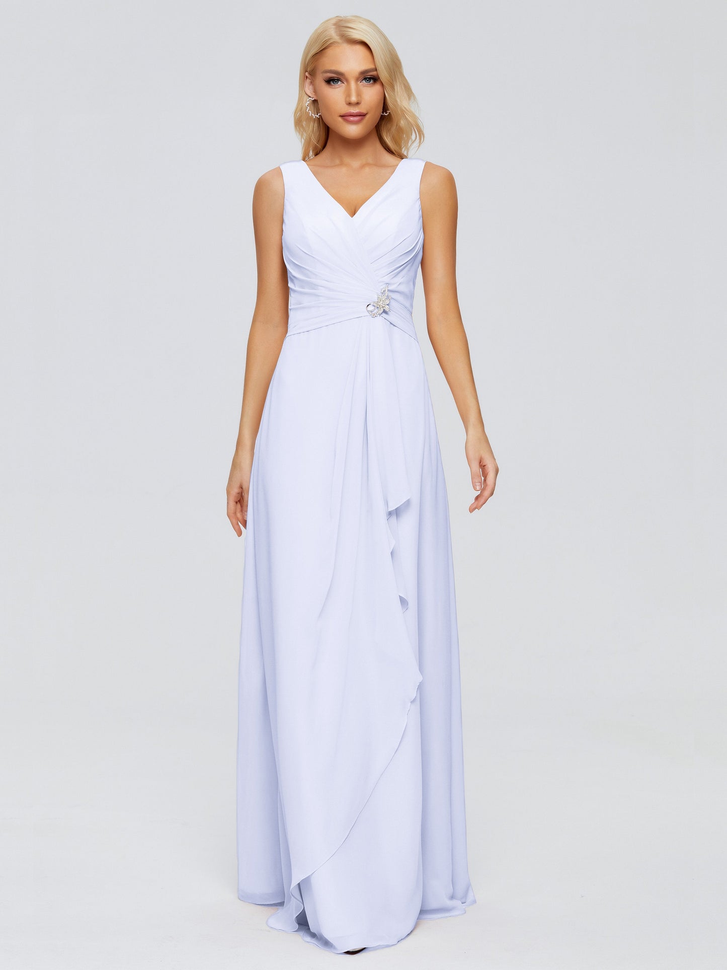 Maria V Neck Sleeveless Chiffon Bridesmaid Dresses