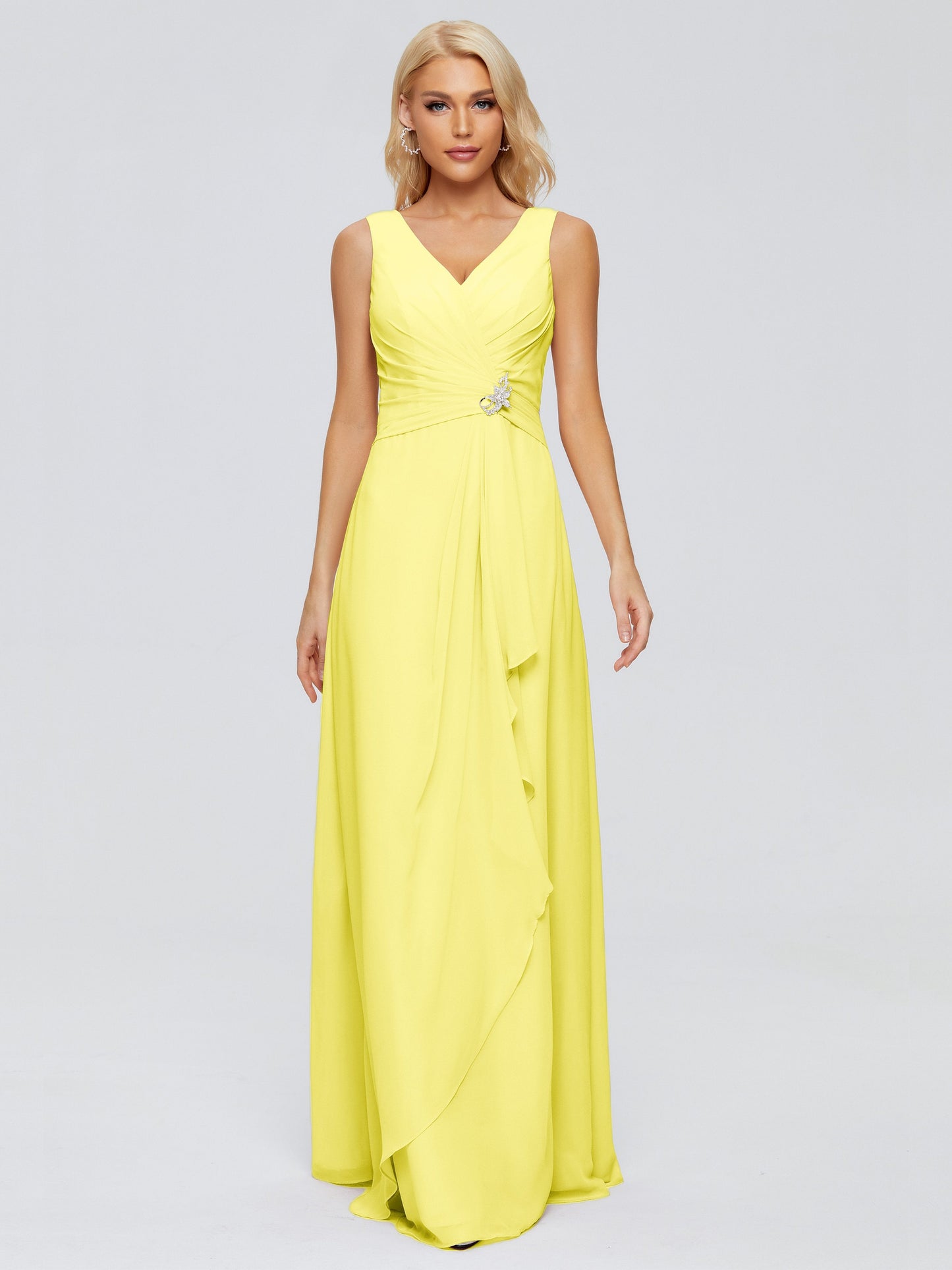 Maria V Neck Sleeveless Chiffon Bridesmaid Dresses