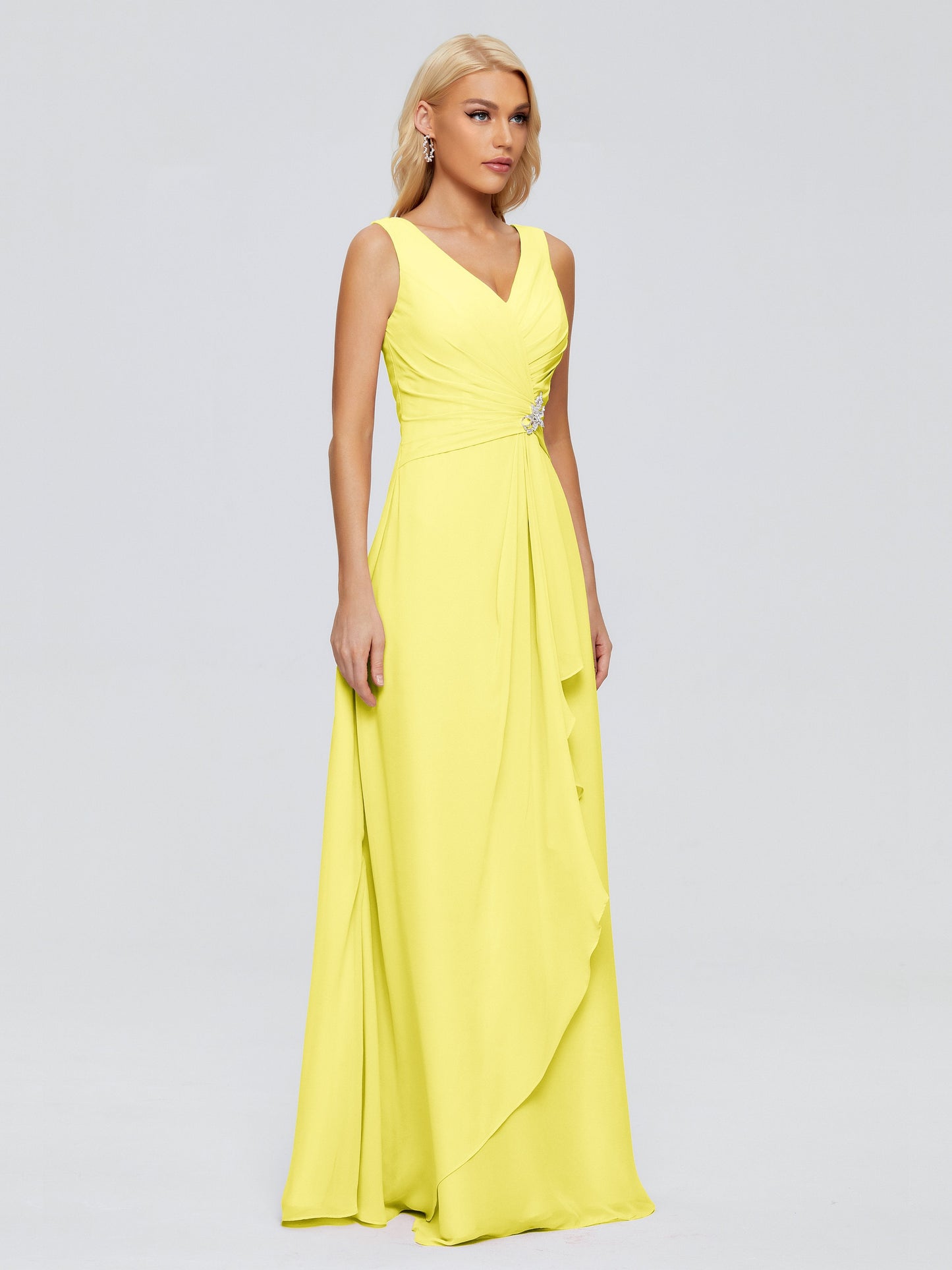Maria V Neck Sleeveless Chiffon Bridesmaid Dresses