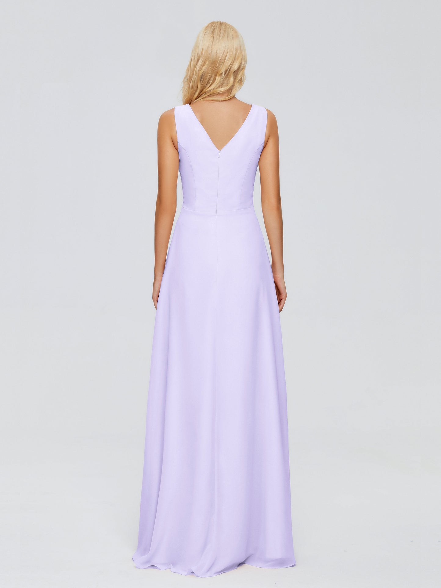 Maria V Neck Sleeveless Chiffon Bridesmaid Dresses