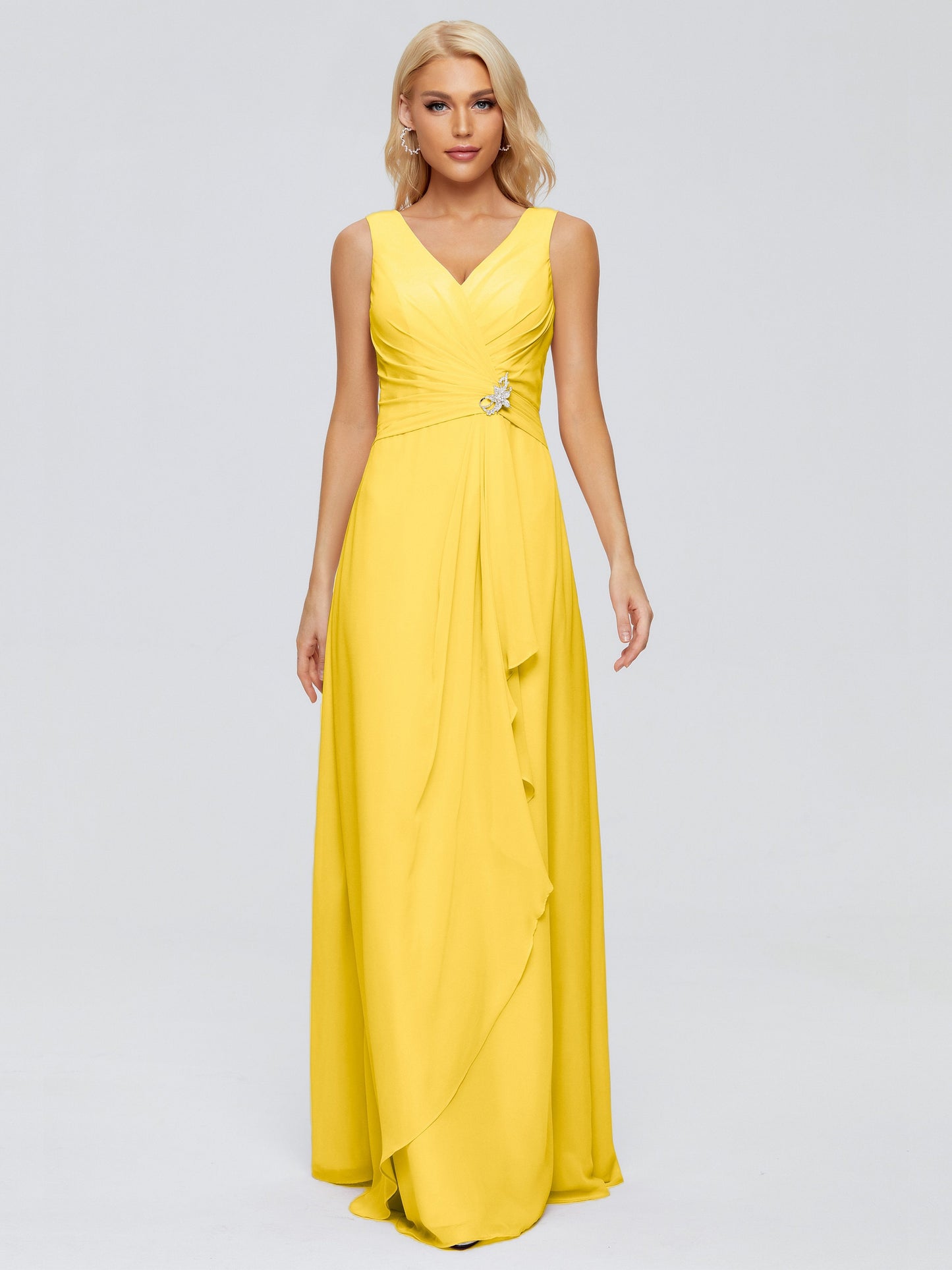 Maria V Neck Sleeveless Chiffon Bridesmaid Dresses