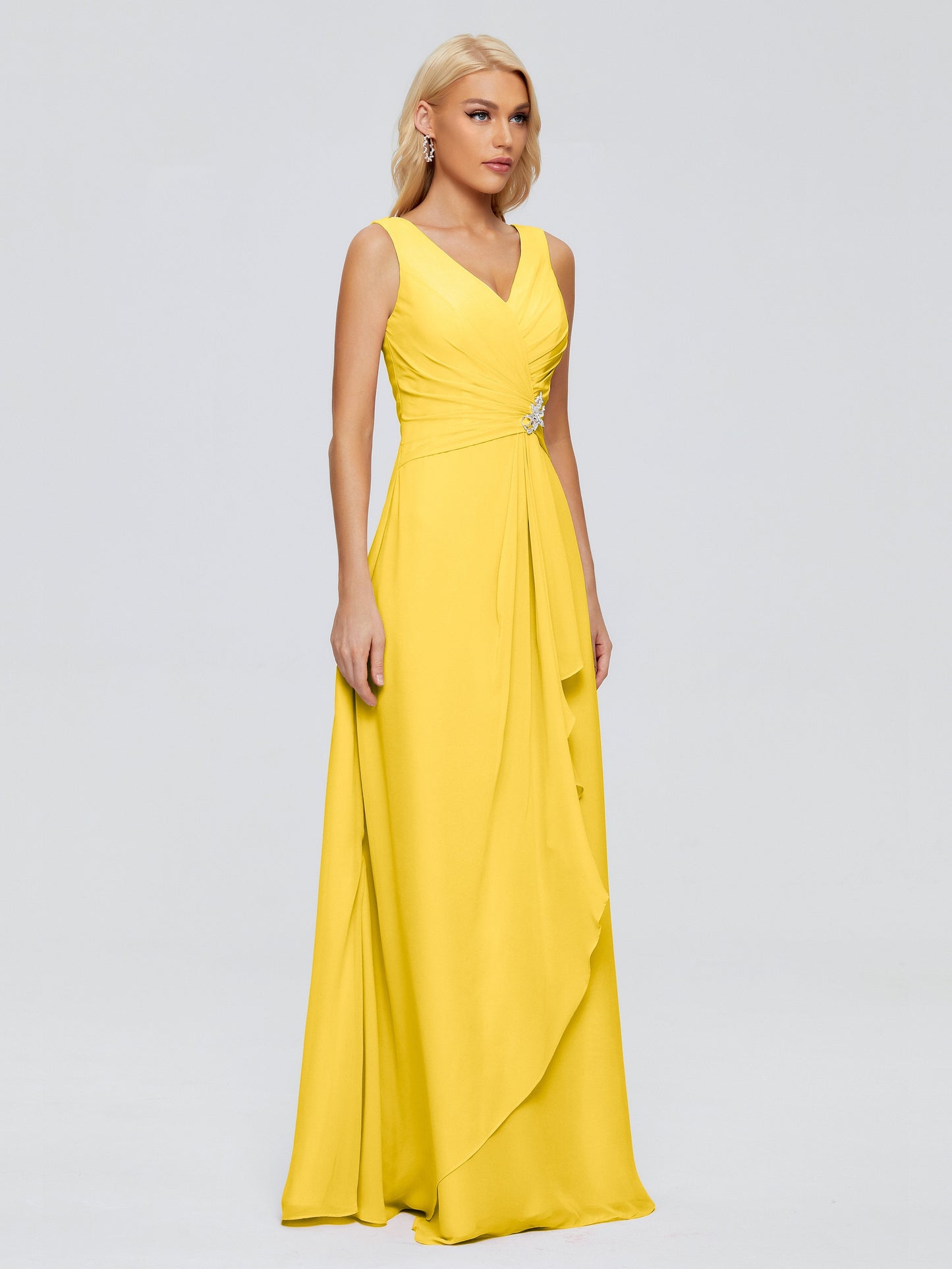 Maria V Neck Sleeveless Chiffon Bridesmaid Dresses