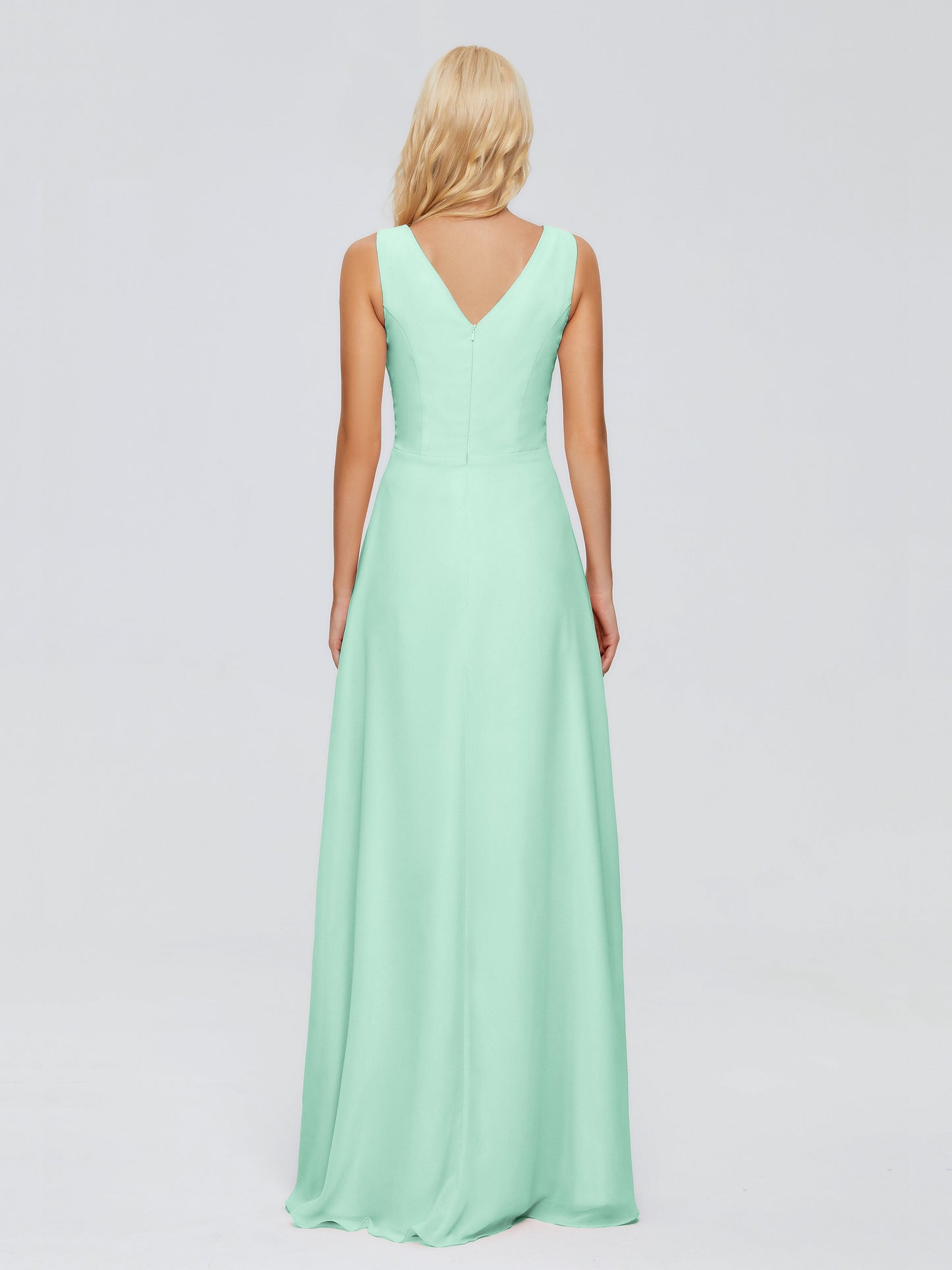 Maria V Neck Sleeveless Chiffon Bridesmaid Dresses