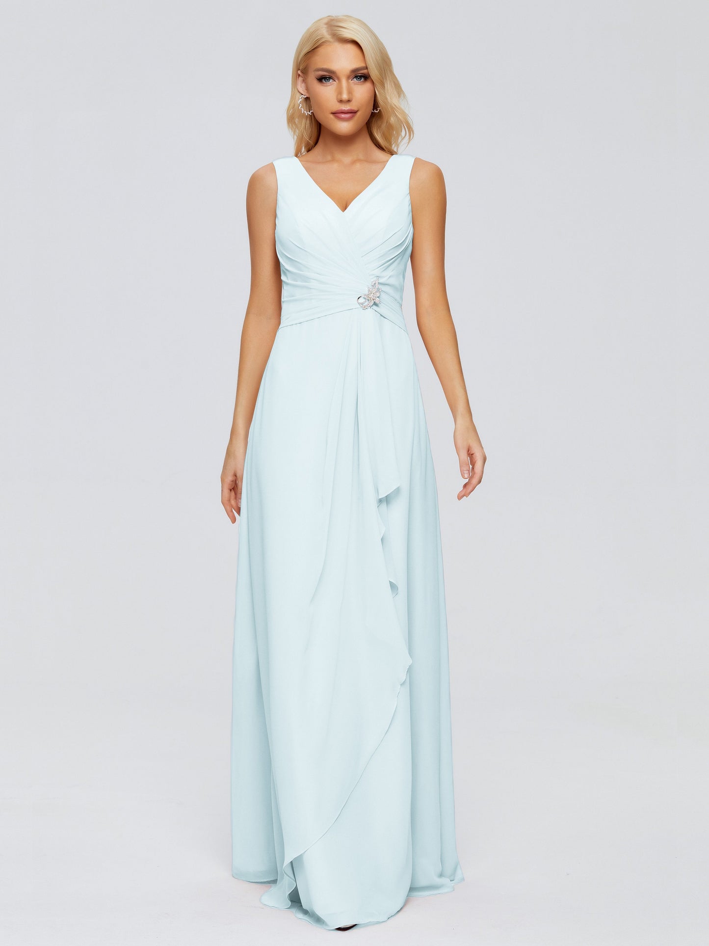 Maria V Neck Sleeveless Chiffon Bridesmaid Dresses