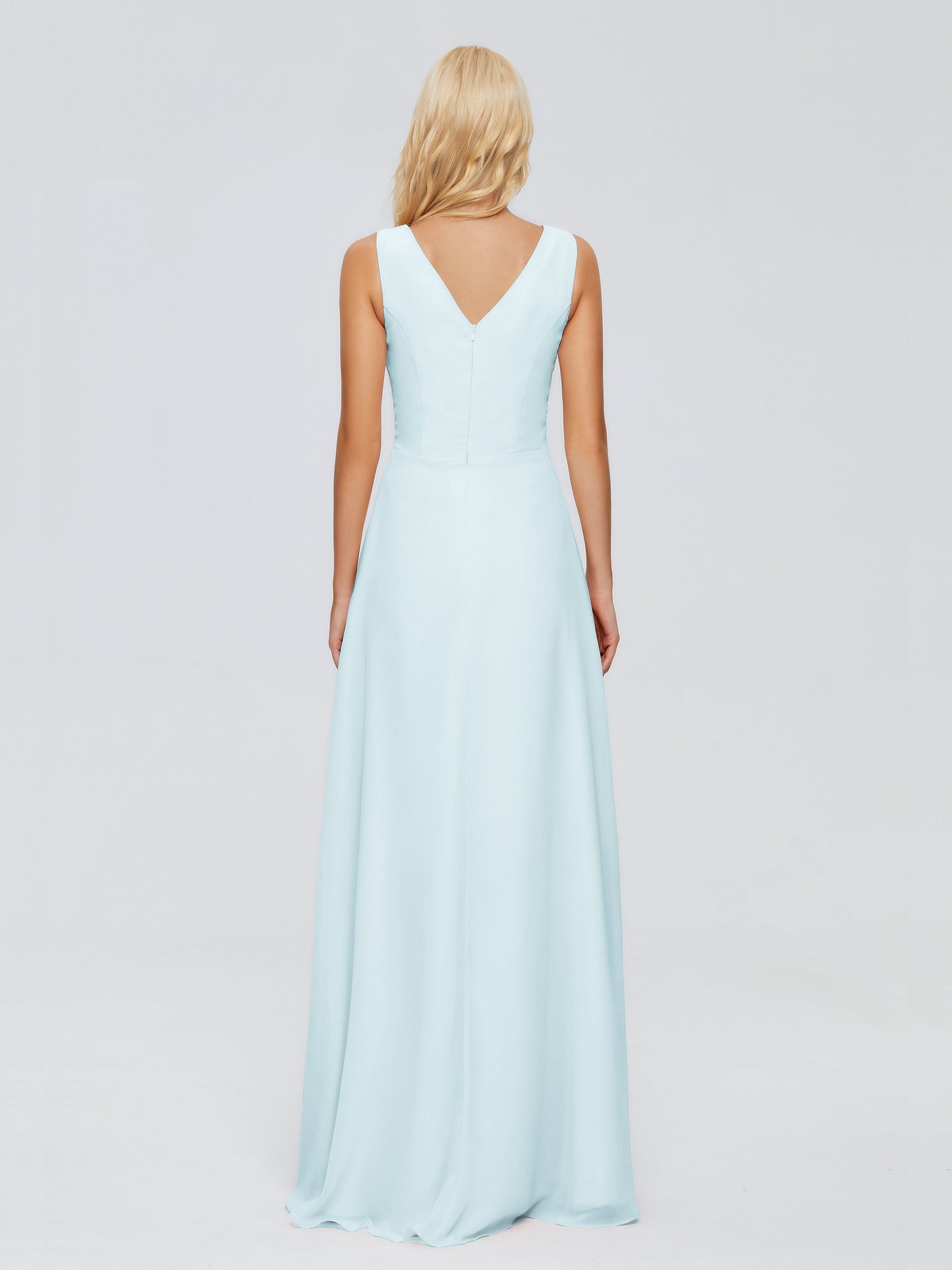 Maria V Neck Sleeveless Chiffon Bridesmaid Dresses