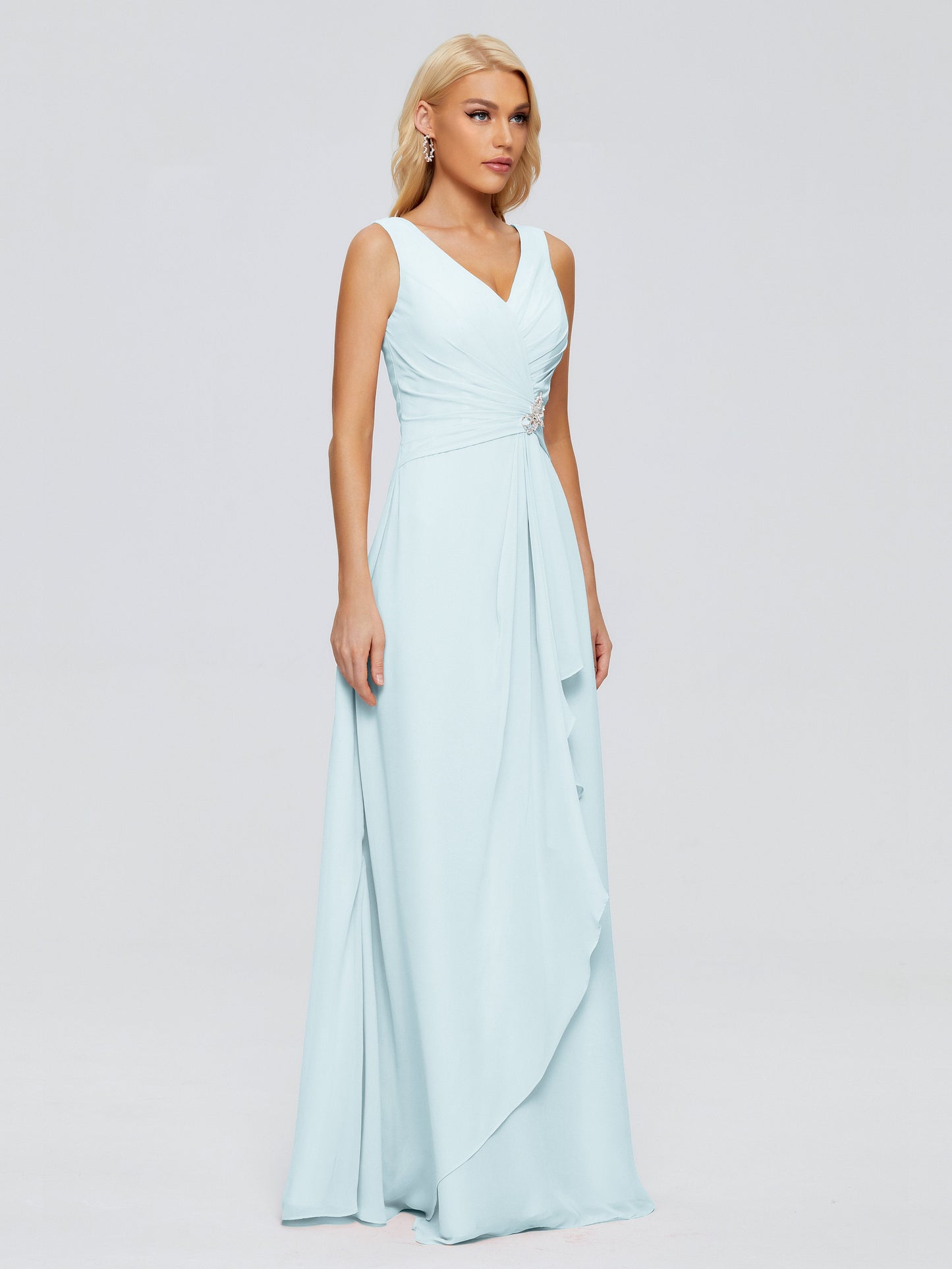 Maria V Neck Sleeveless Chiffon Bridesmaid Dresses