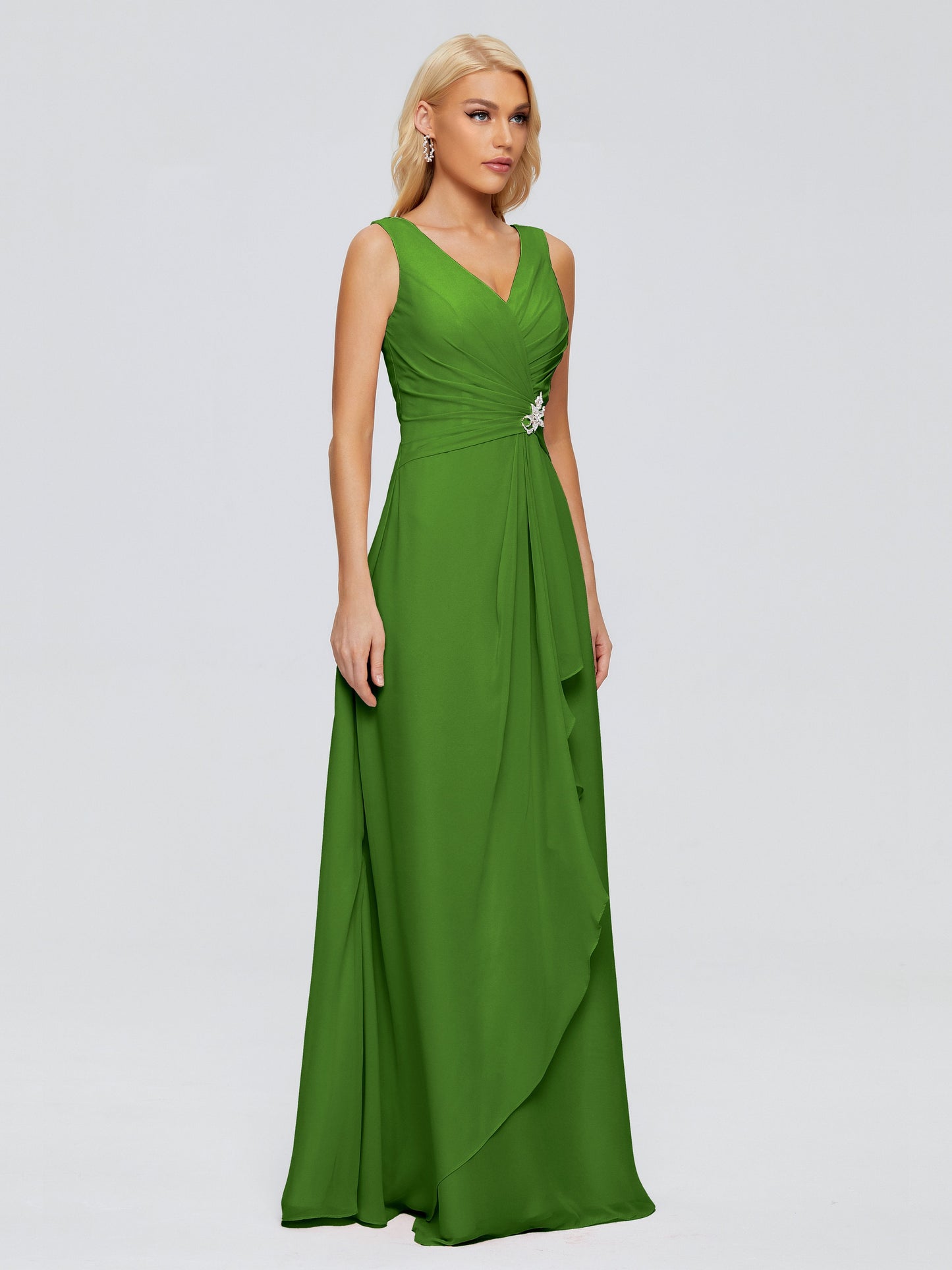 Maria V Neck Sleeveless Chiffon Bridesmaid Dresses