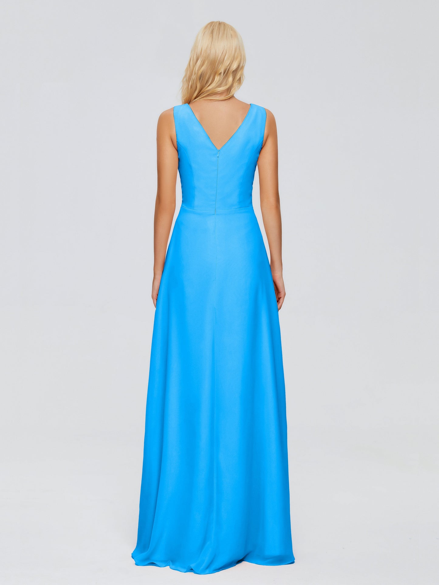 Maria V Neck Sleeveless Chiffon Bridesmaid Dresses