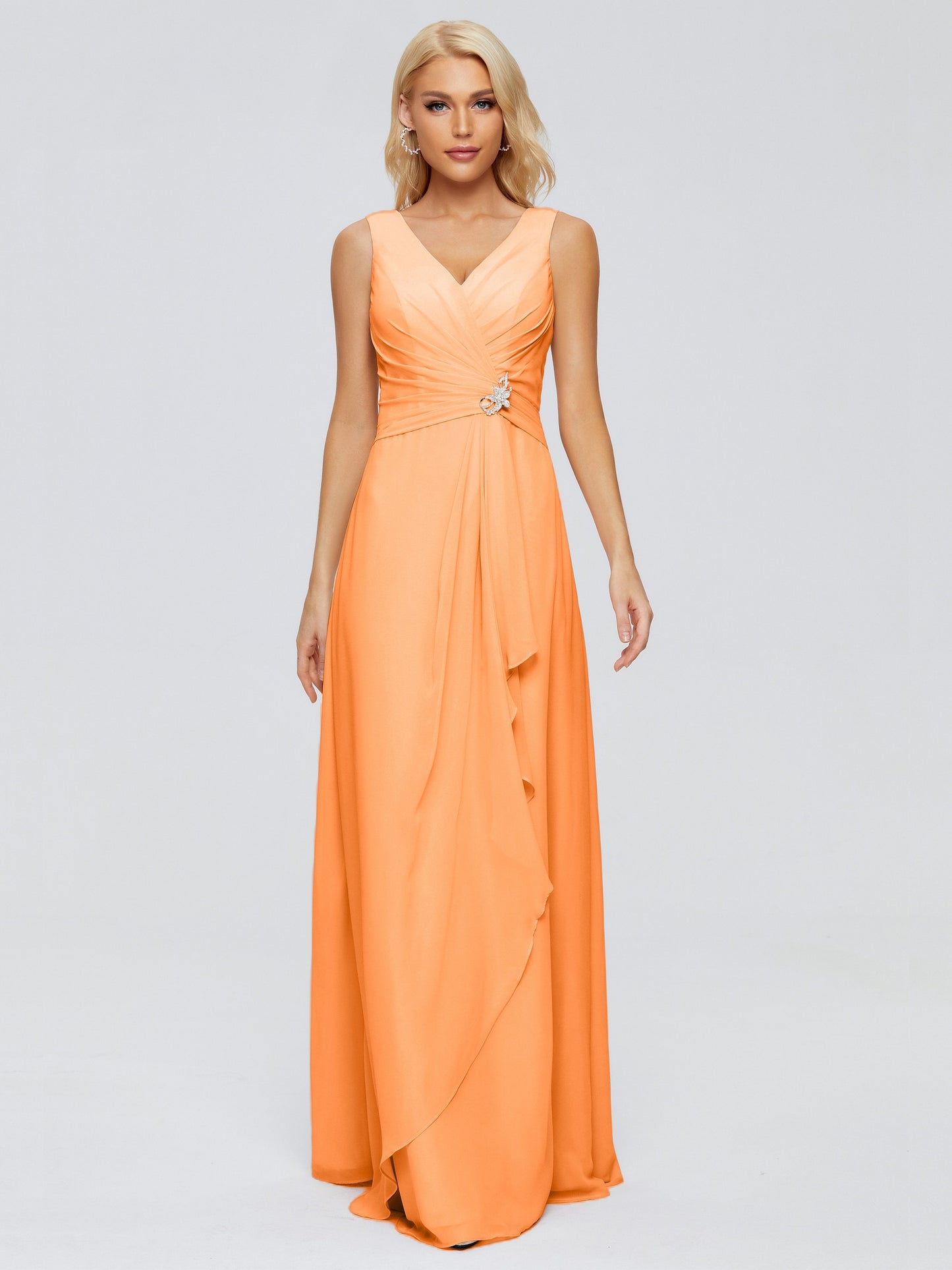 Maria V Neck Sleeveless Chiffon Bridesmaid Dresses