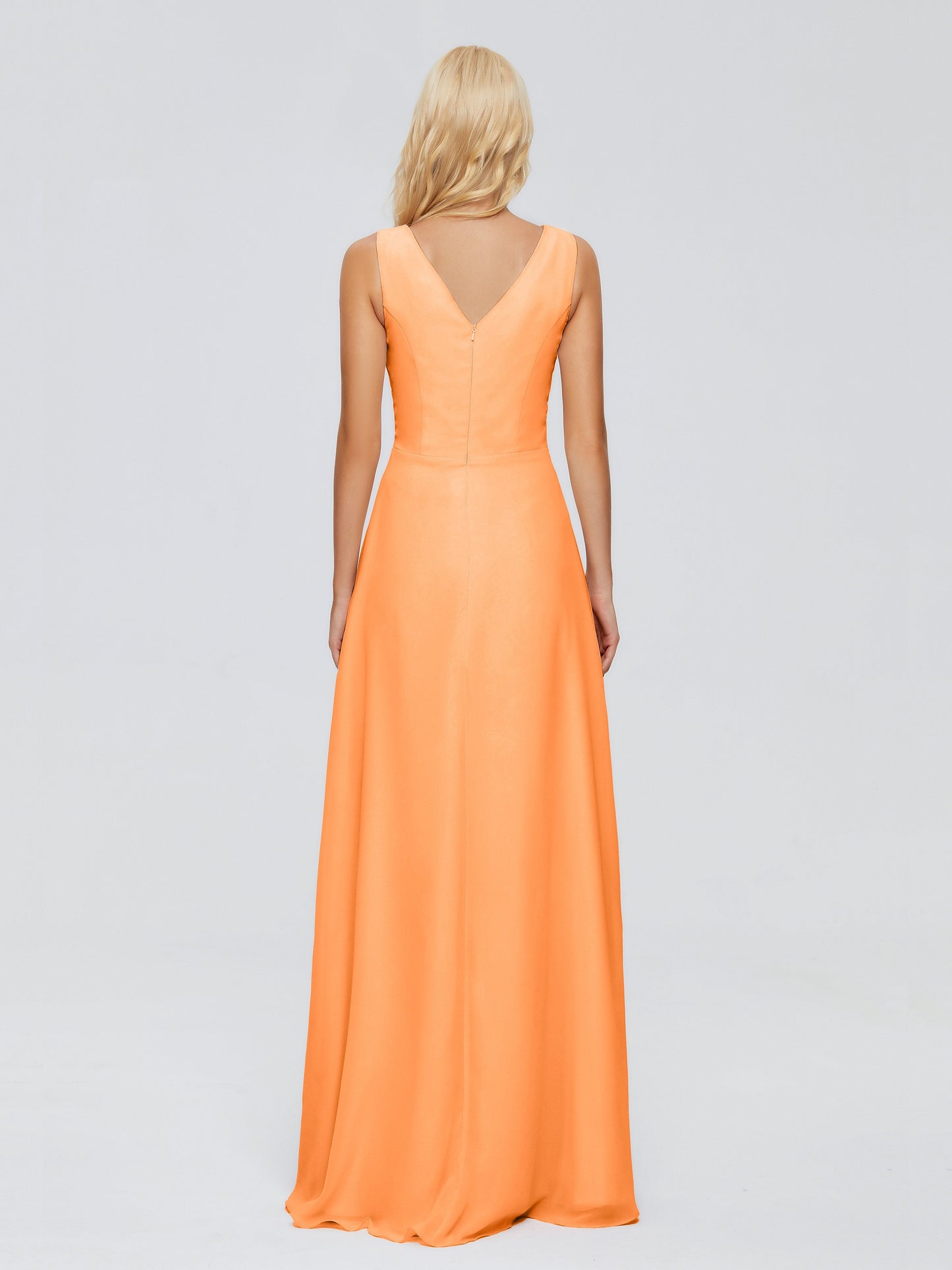 Maria V Neck Sleeveless Chiffon Bridesmaid Dresses