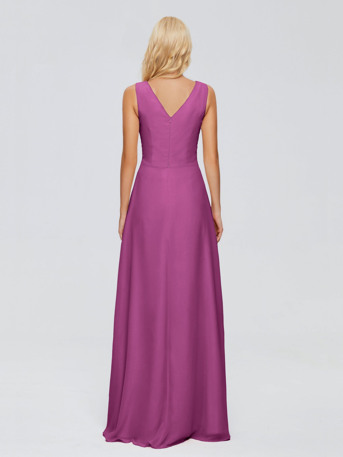 Maria V Neck Sleeveless Chiffon Bridesmaid Dresses