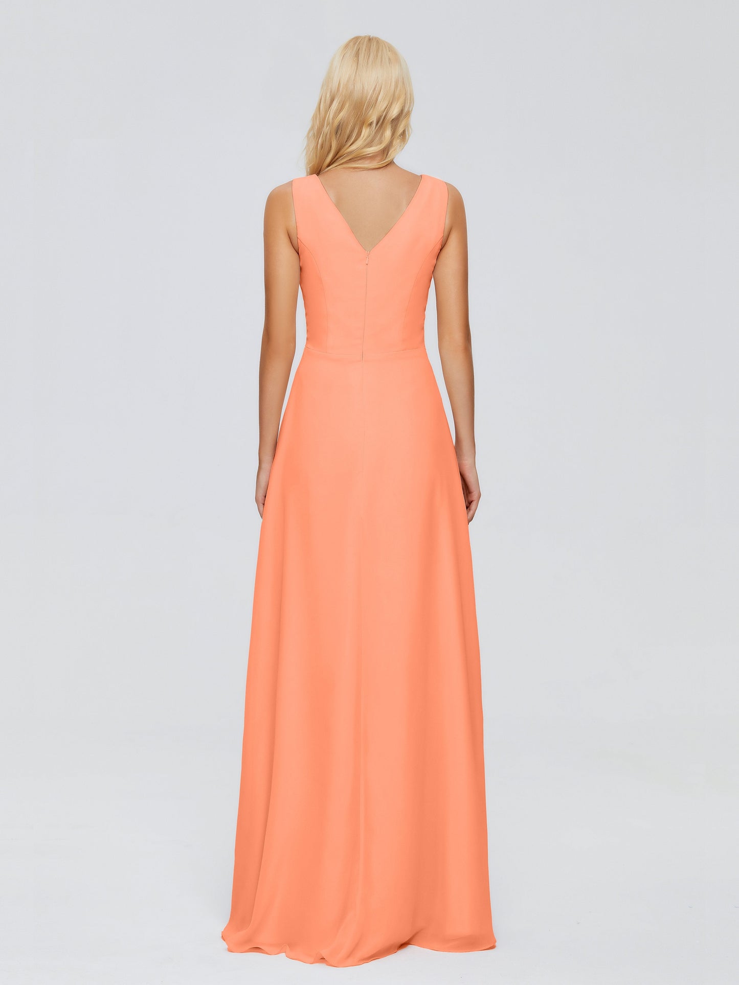 Maria V Neck Sleeveless Chiffon Bridesmaid Dresses
