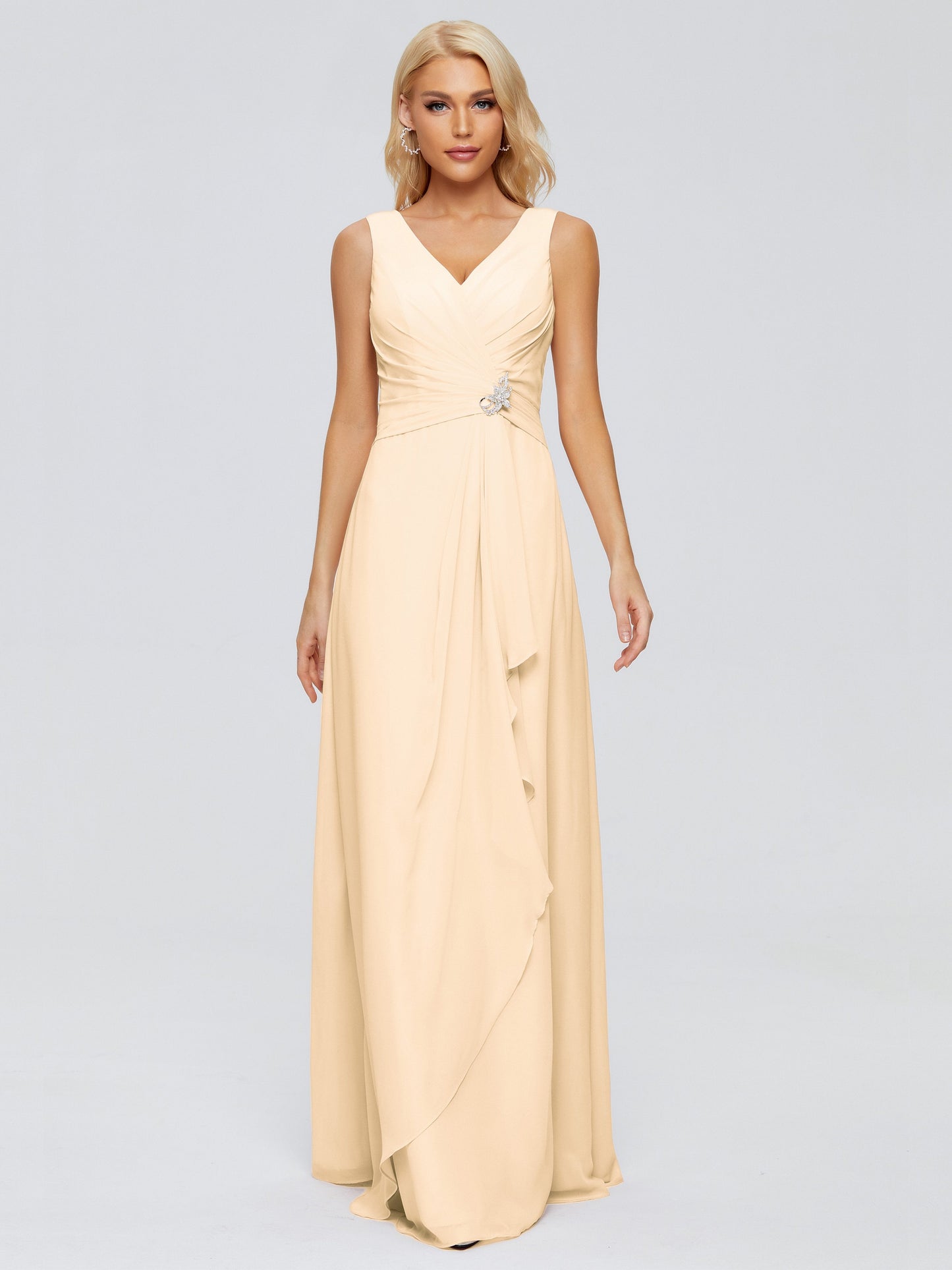 Maria V Neck Sleeveless Chiffon Bridesmaid Dresses