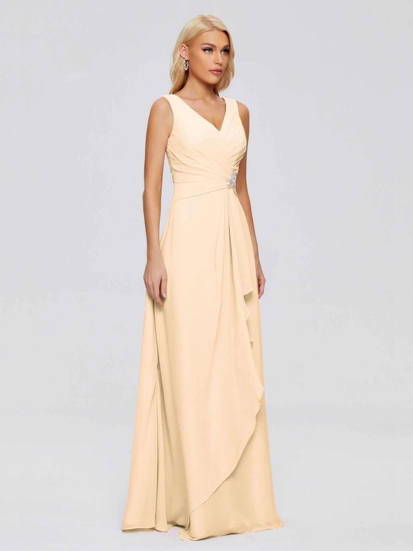 Maria V Neck Sleeveless Chiffon Bridesmaid Dresses