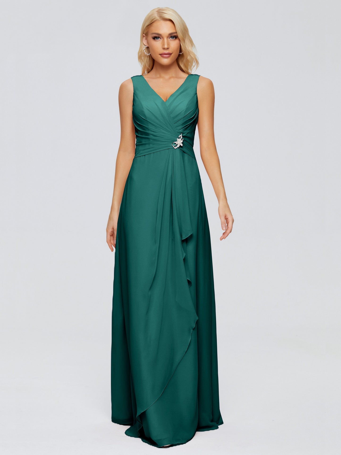 Maria V Neck Sleeveless Chiffon Bridesmaid Dresses
