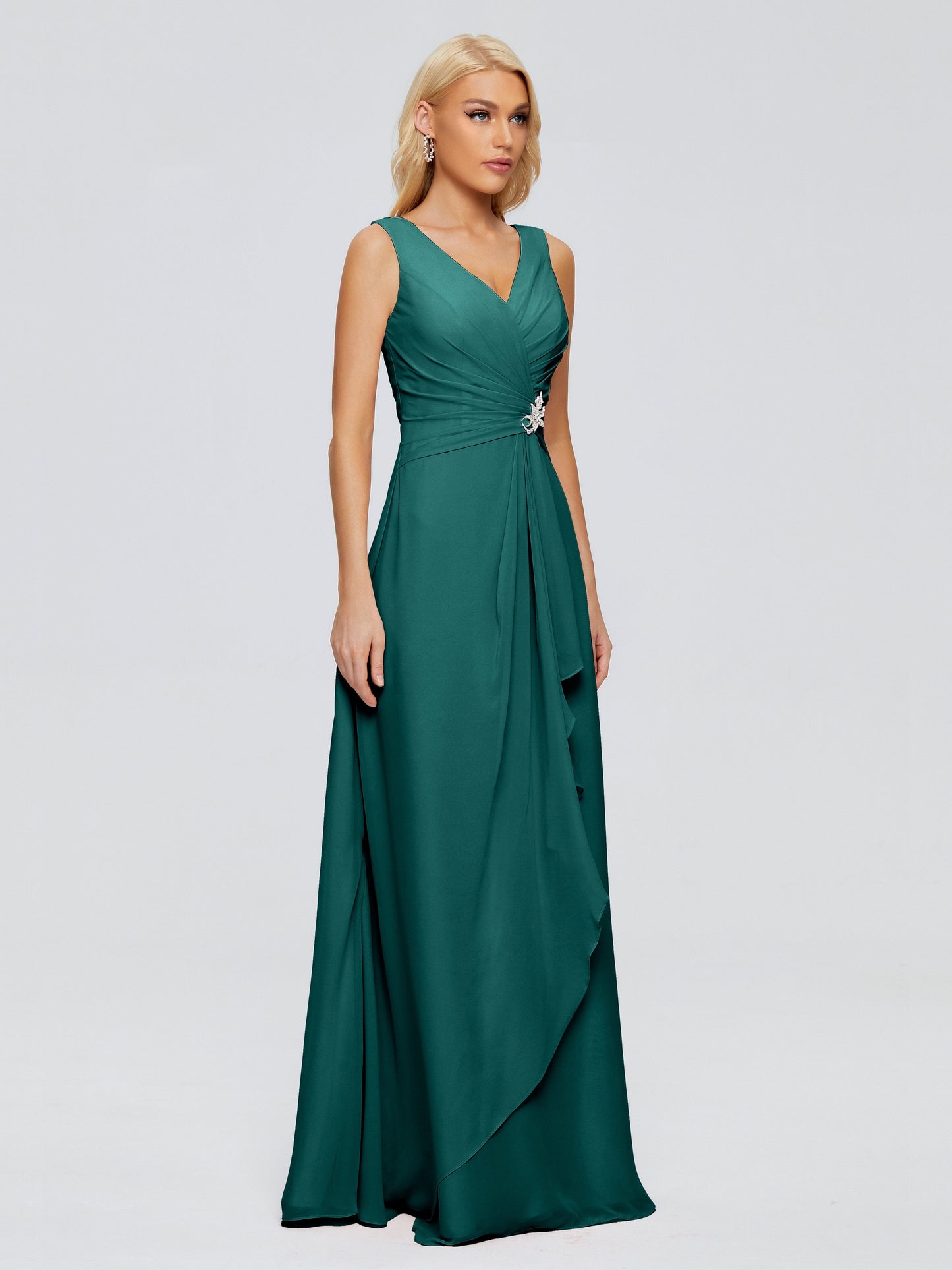 Maria V Neck Sleeveless Chiffon Bridesmaid Dresses