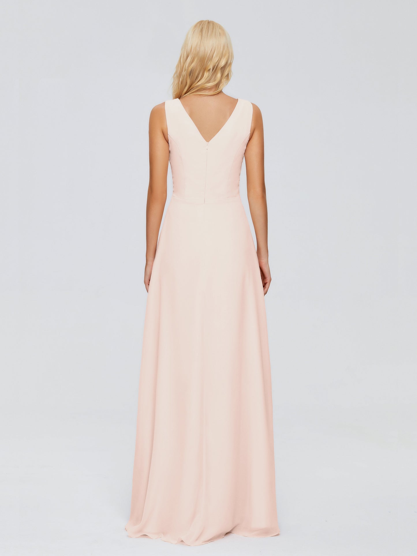 Maria V Neck Sleeveless Chiffon Bridesmaid Dresses