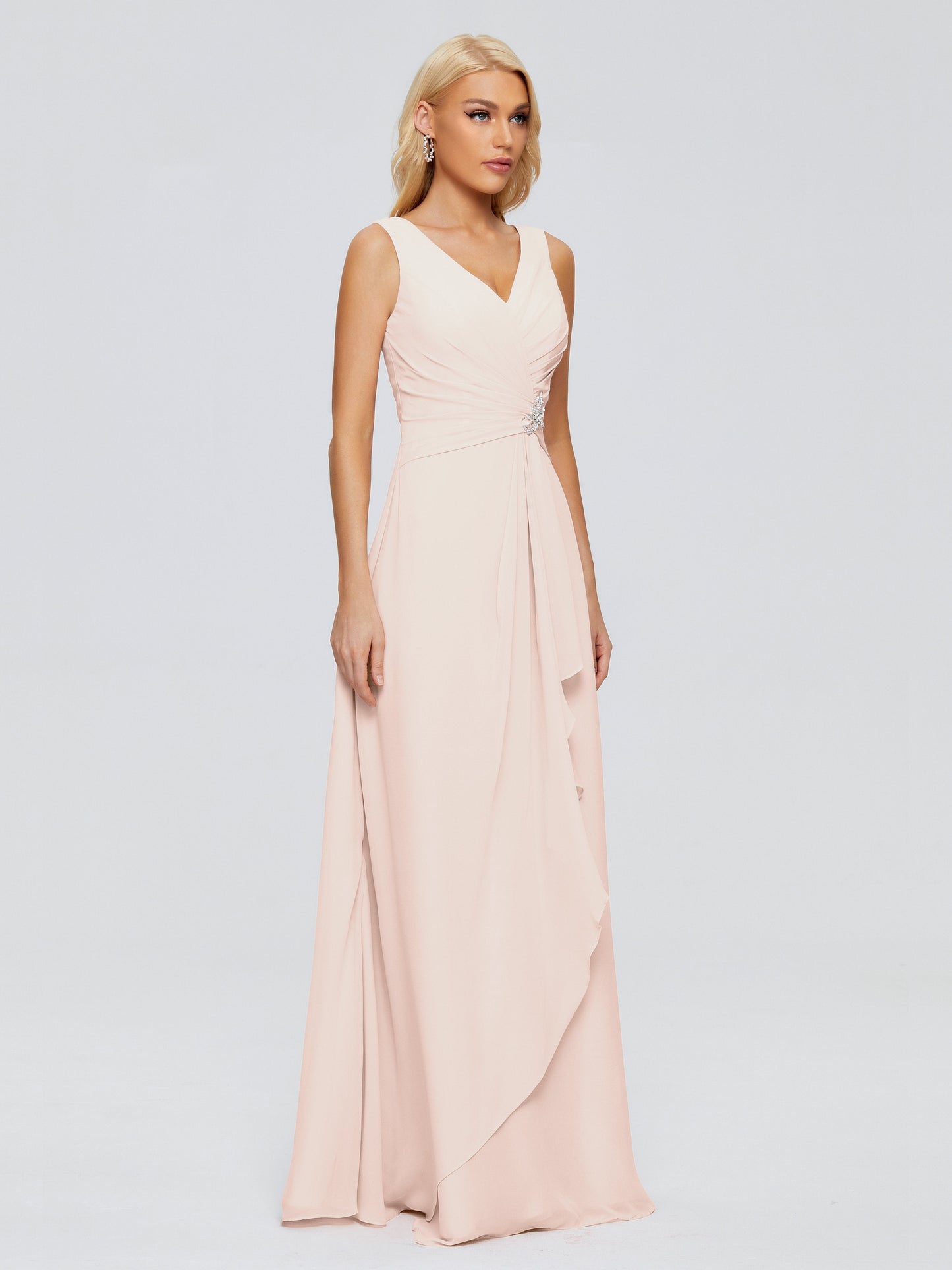 Maria V Neck Sleeveless Chiffon Bridesmaid Dresses