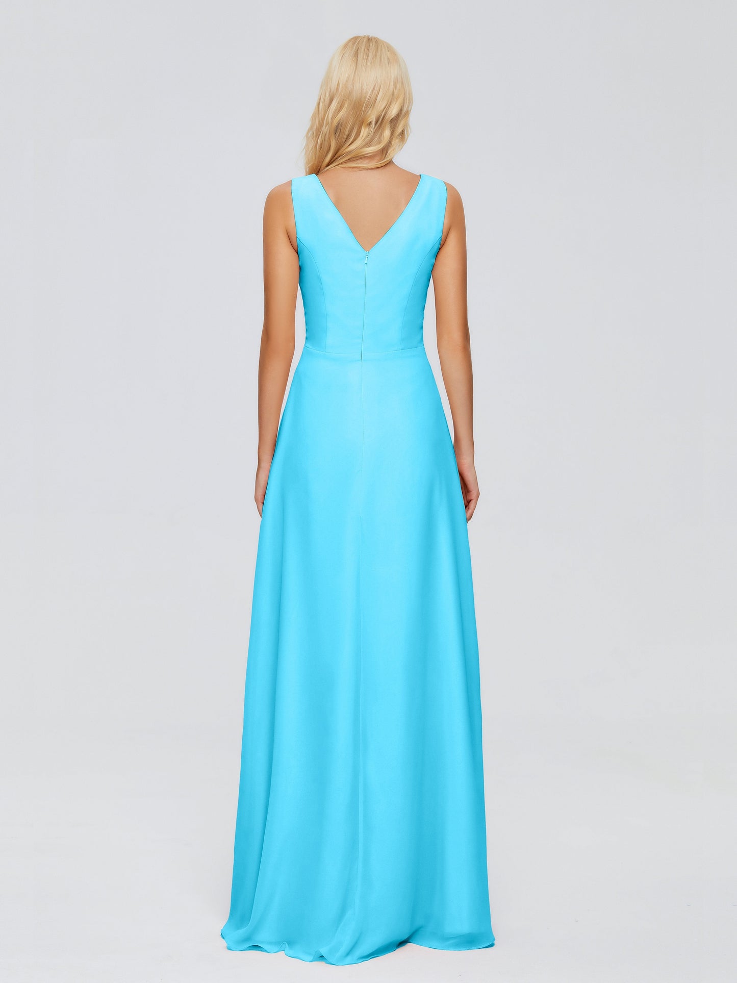 Maria V Neck Sleeveless Chiffon Bridesmaid Dresses