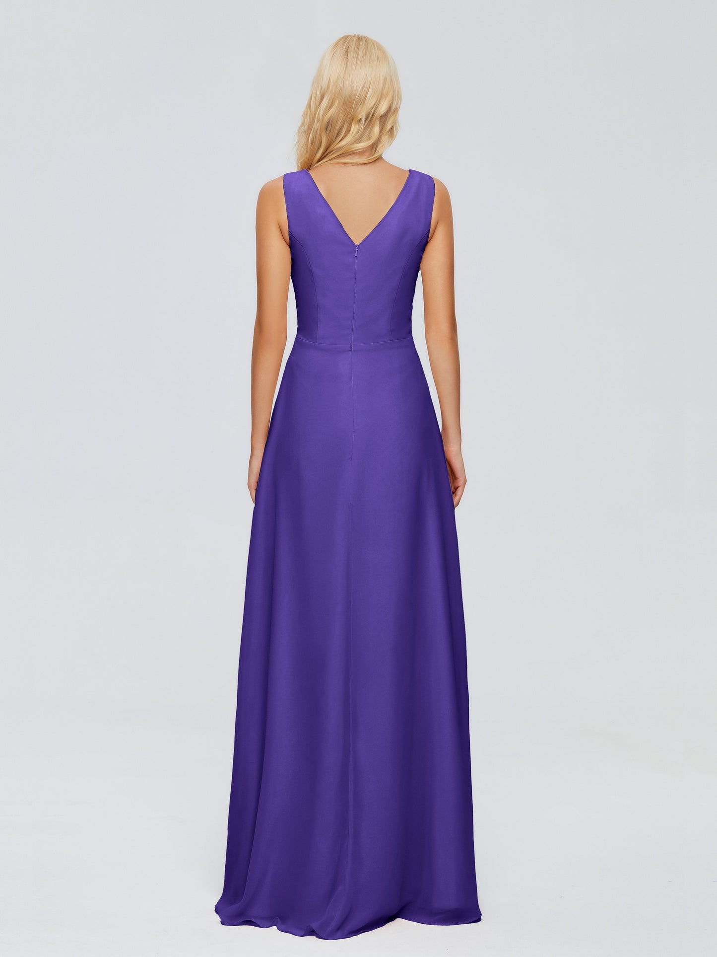 Maria V Neck Sleeveless Chiffon Bridesmaid Dresses