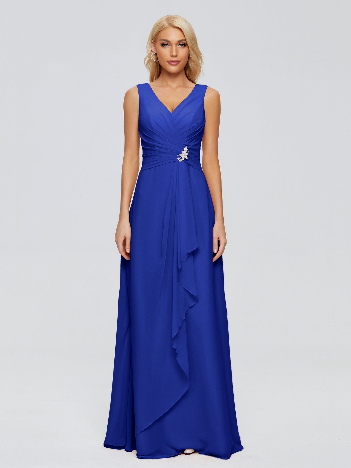 Maria V Neck Sleeveless Chiffon Bridesmaid Dresses