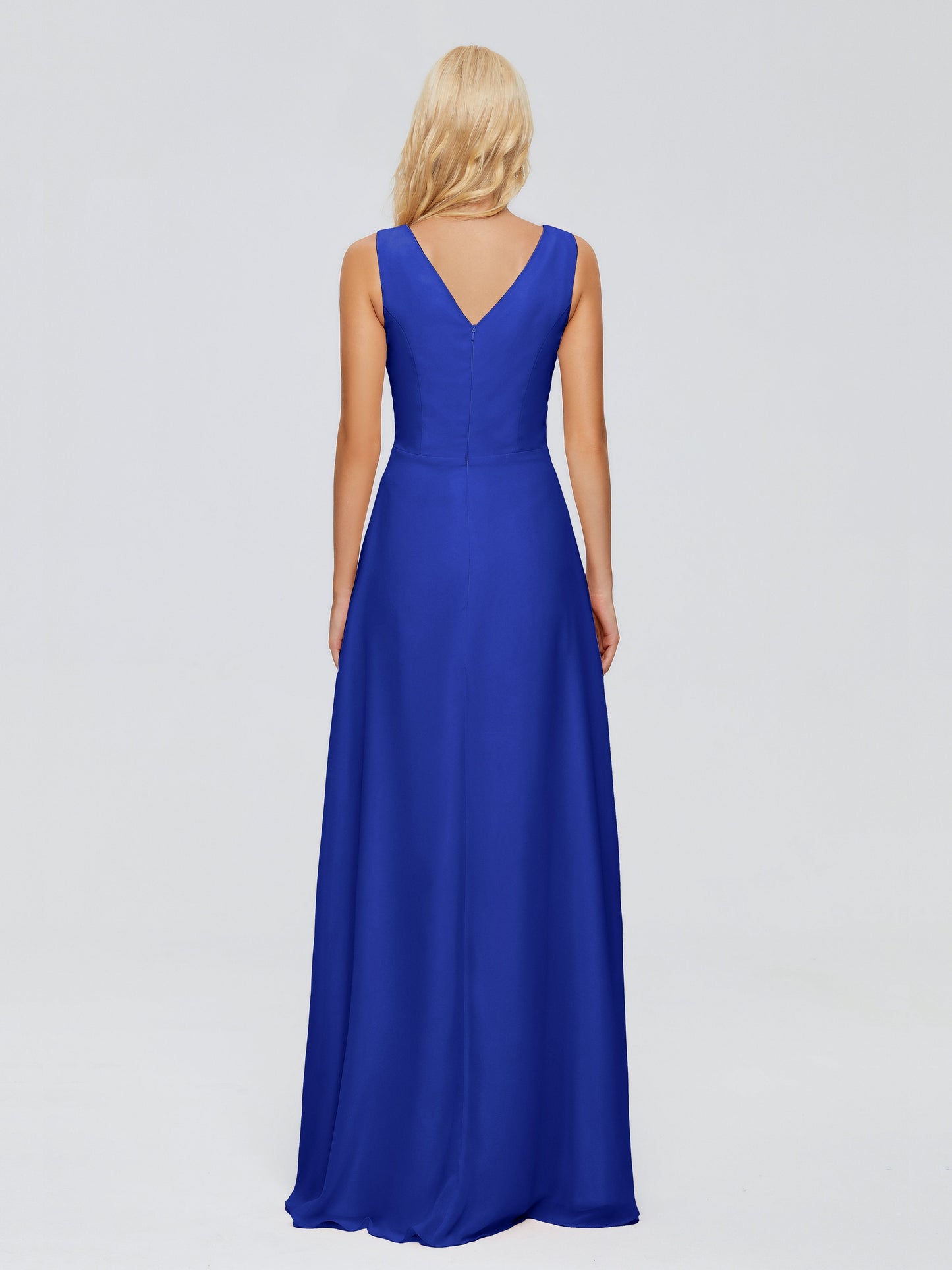 Maria V Neck Sleeveless Chiffon Bridesmaid Dresses